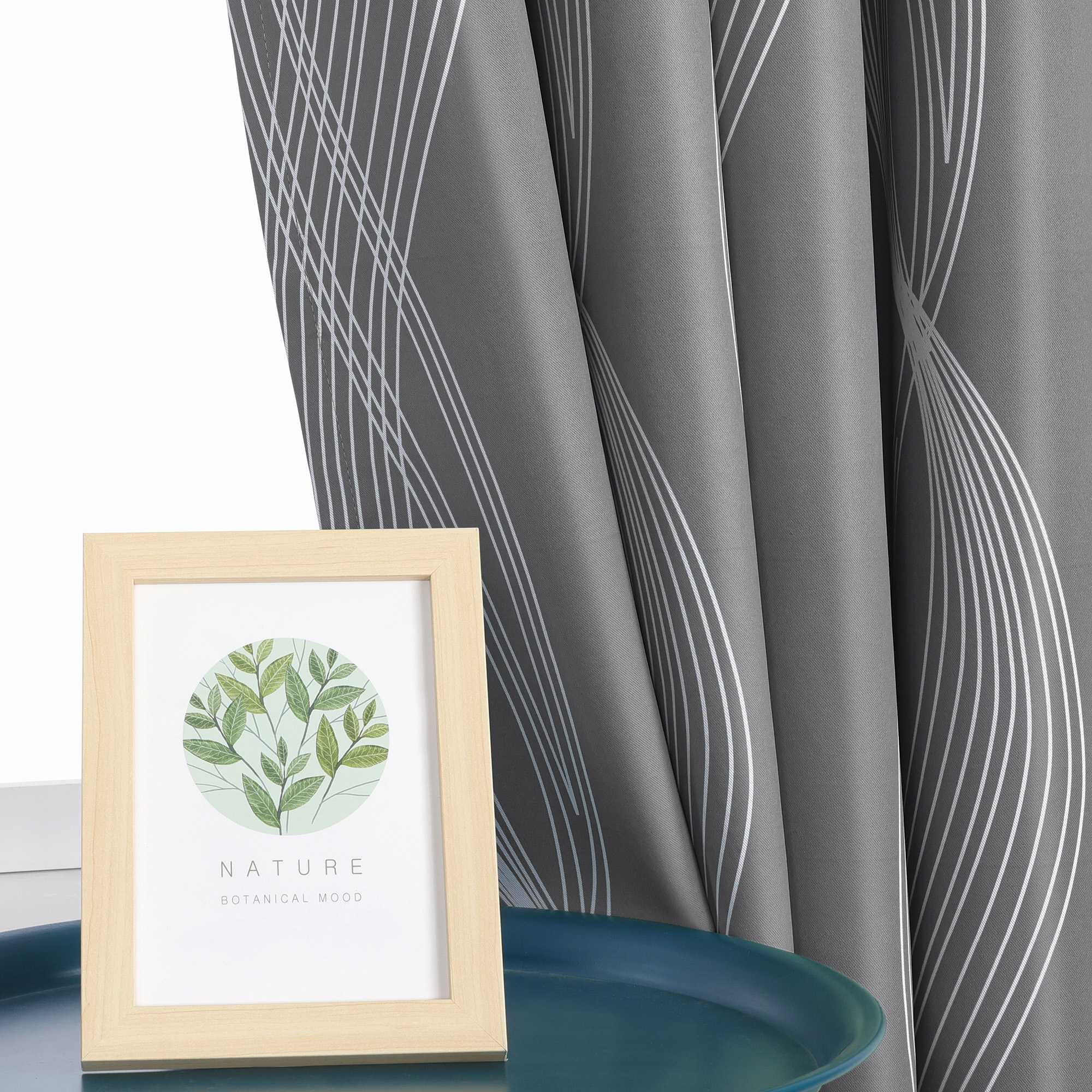 Verdunkelungsvorhänge Ösenschal Blickdichte Gardinen Modern Thermovorhang Wohnzimmer mit Wasserwellenmuster 1 Stück