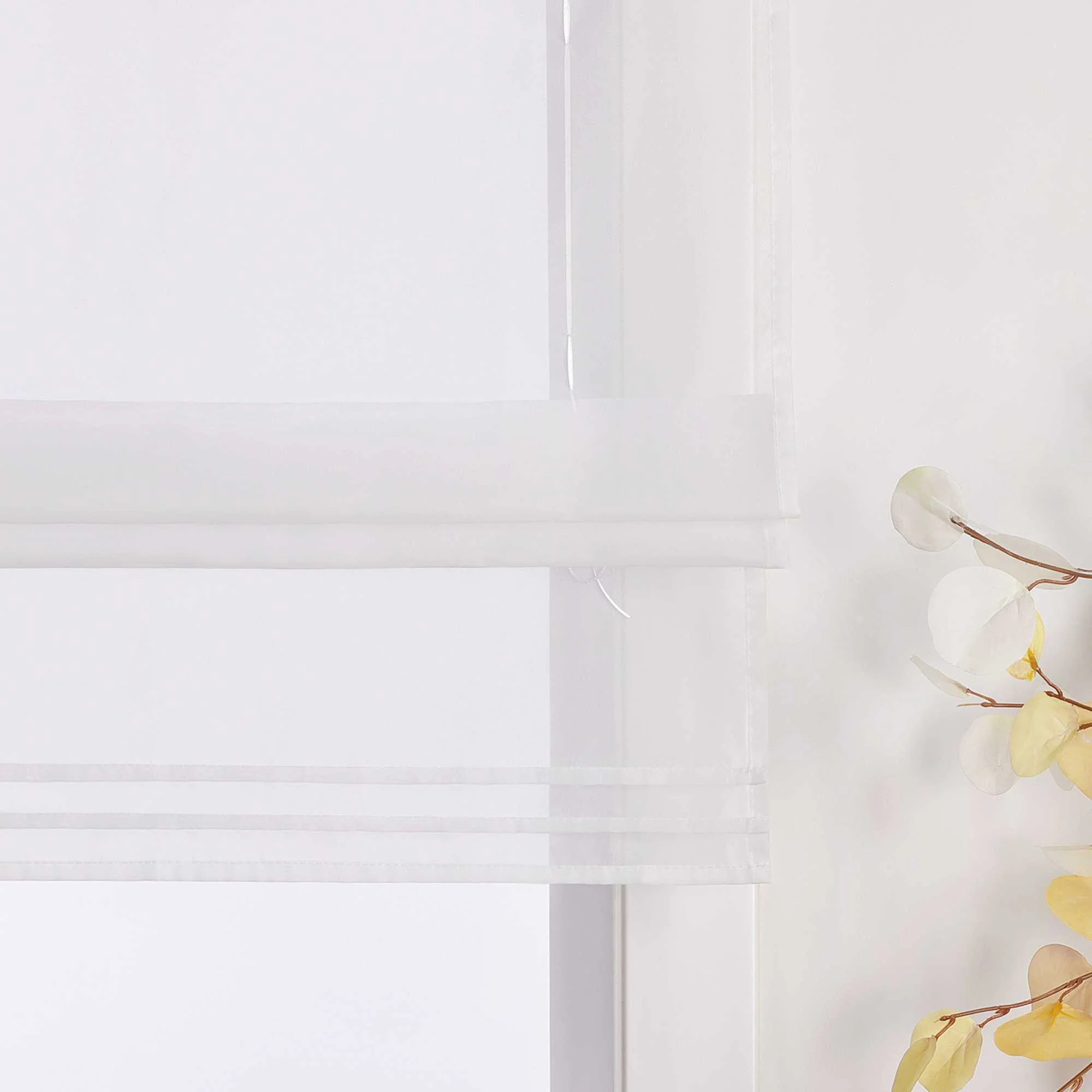 Rollos Schlaufengardine Unifarbe transparent Voile mit Dekofalten 1 Stück