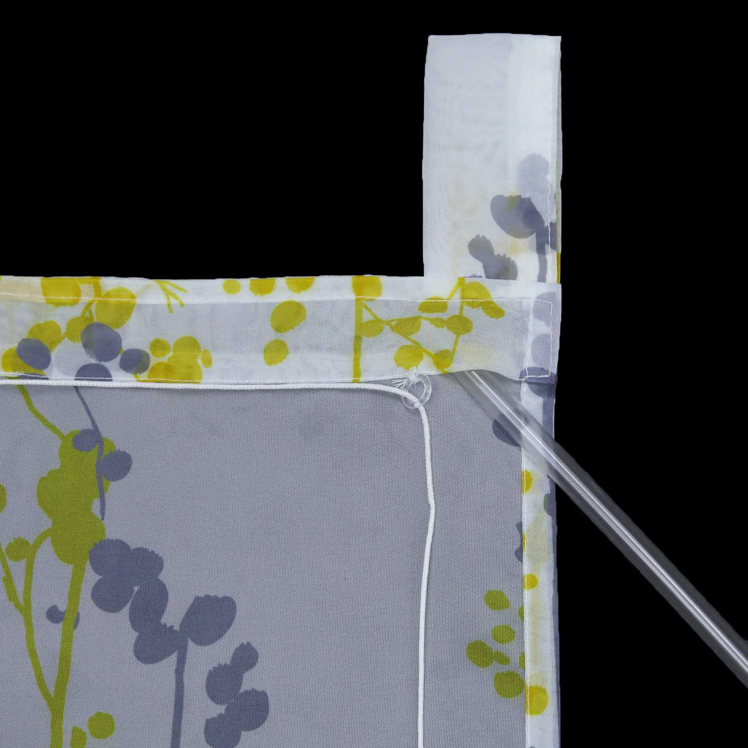 Raffrollo mit Schlaufen Halbtransparent Voile Raffgardine mit Blaubeermuster Modern Küche Gardinen