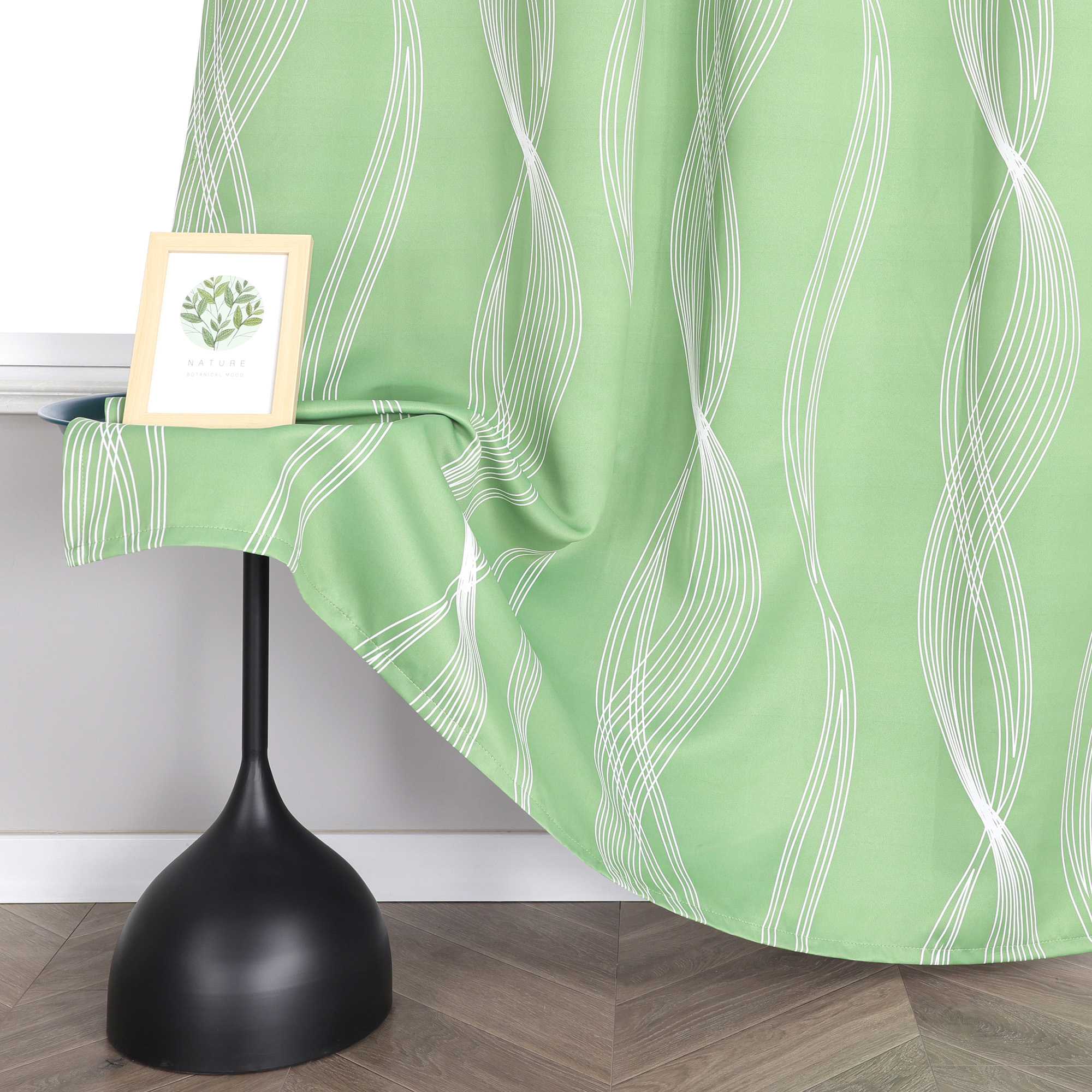 Verdunkelungsvorhänge Ösenschal Blickdichte Gardinen Modern Thermovorhang Wohnzimmer mit Wasserwellenmuster 1 Stück