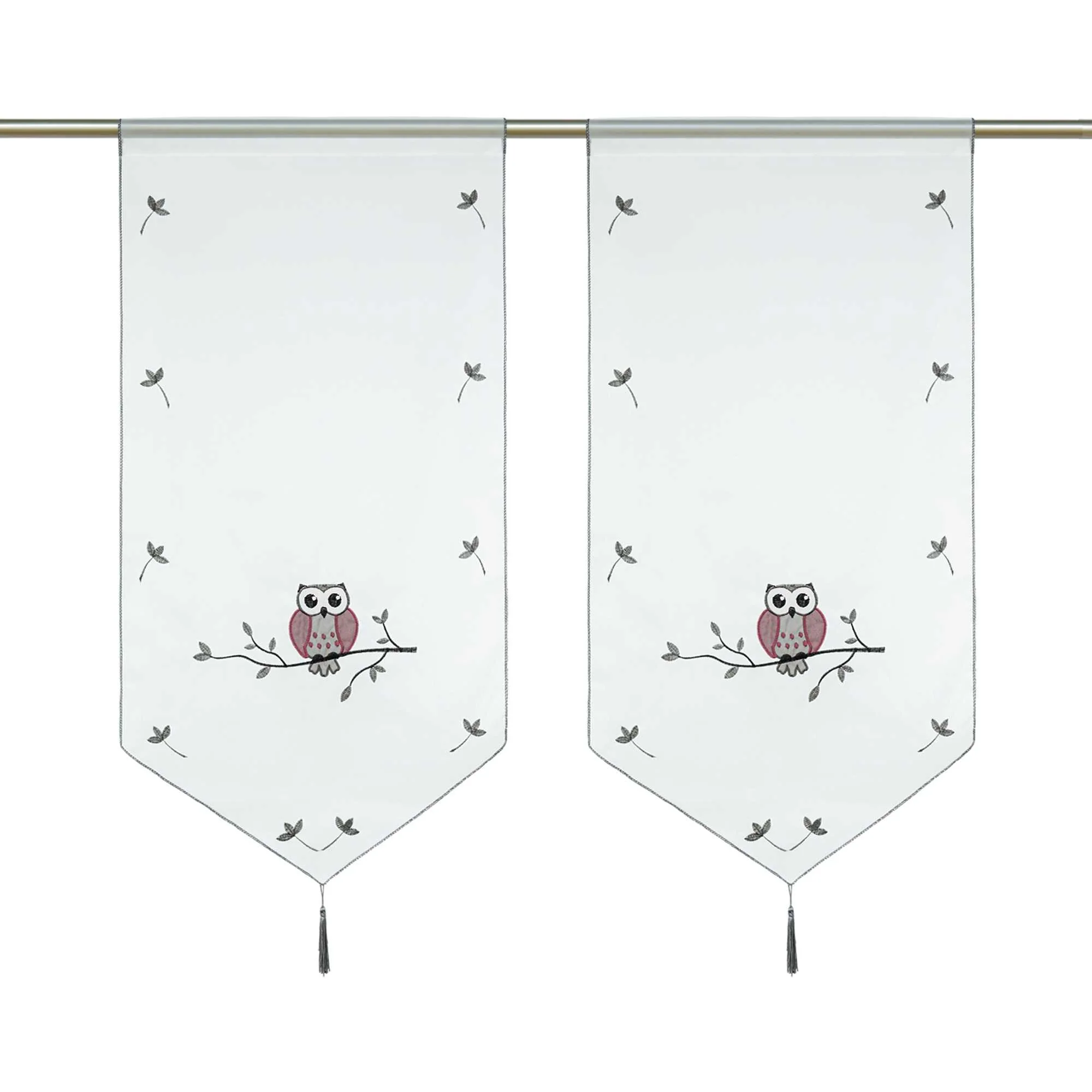 Elegante Bistro Gardinen mit Eulen für kleine Fenster 1 Stück