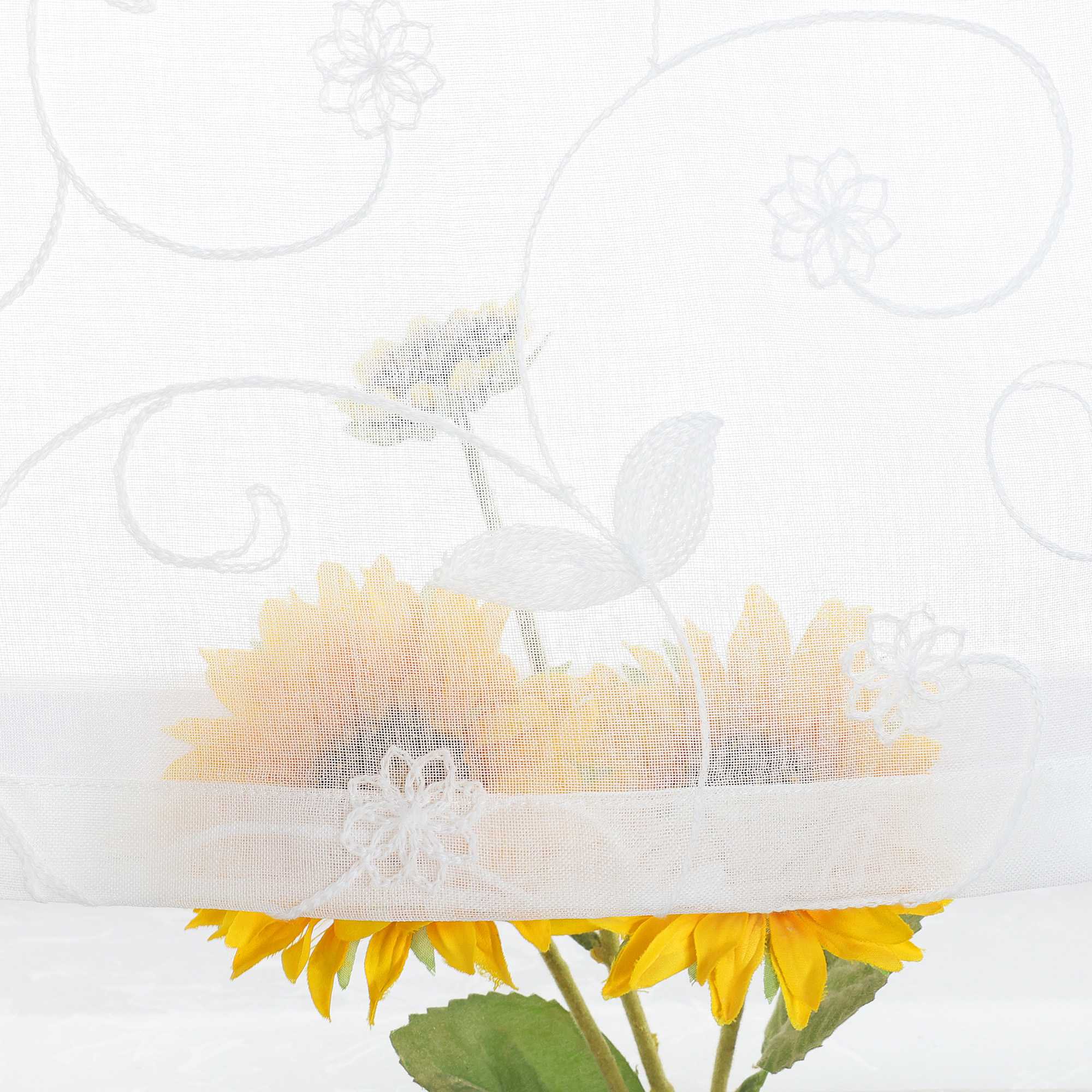 Delien Transparente Scheibengardine mit Schleifen & transparentem Blattmuster