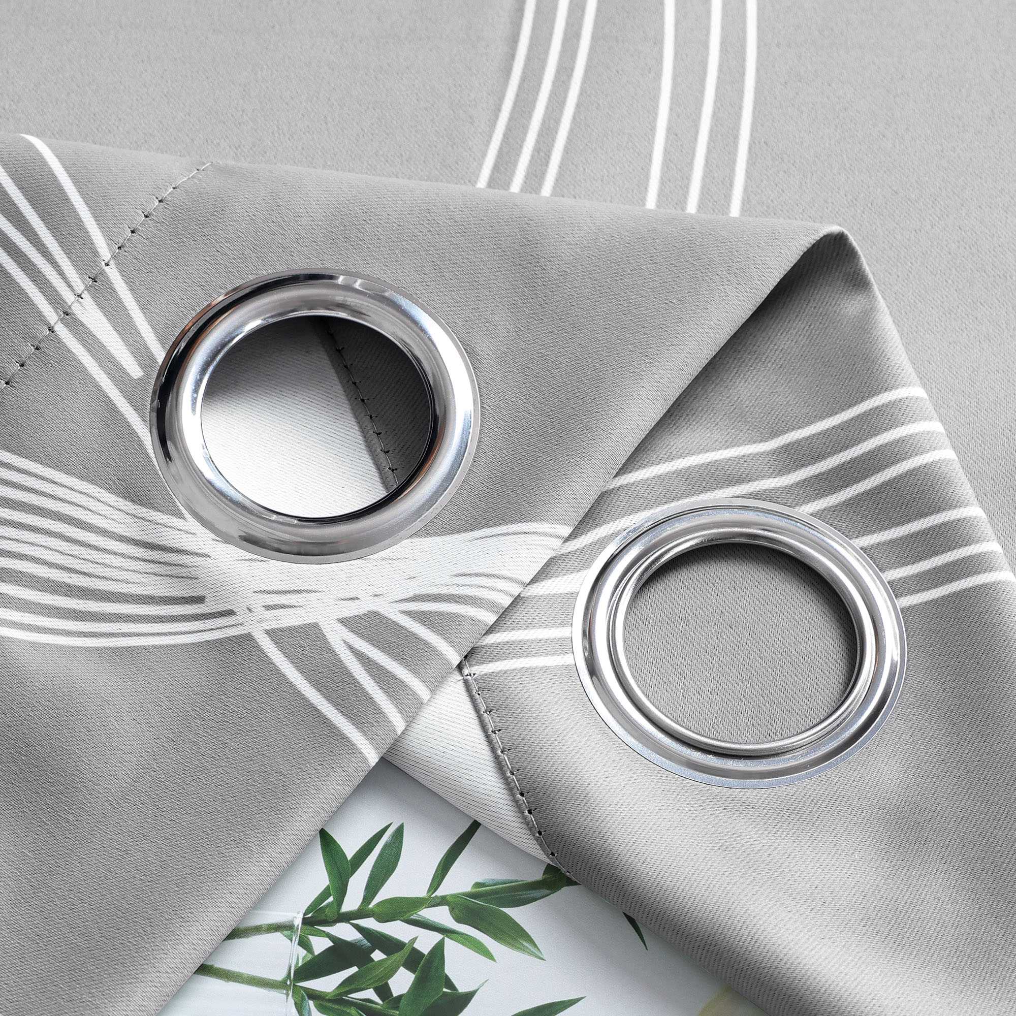 Verdunkelungsvorhänge Ösenschal Blickdichte Gardinen Modern Thermovorhang Wohnzimmer mit Wasserwellenmuster 1 Stück