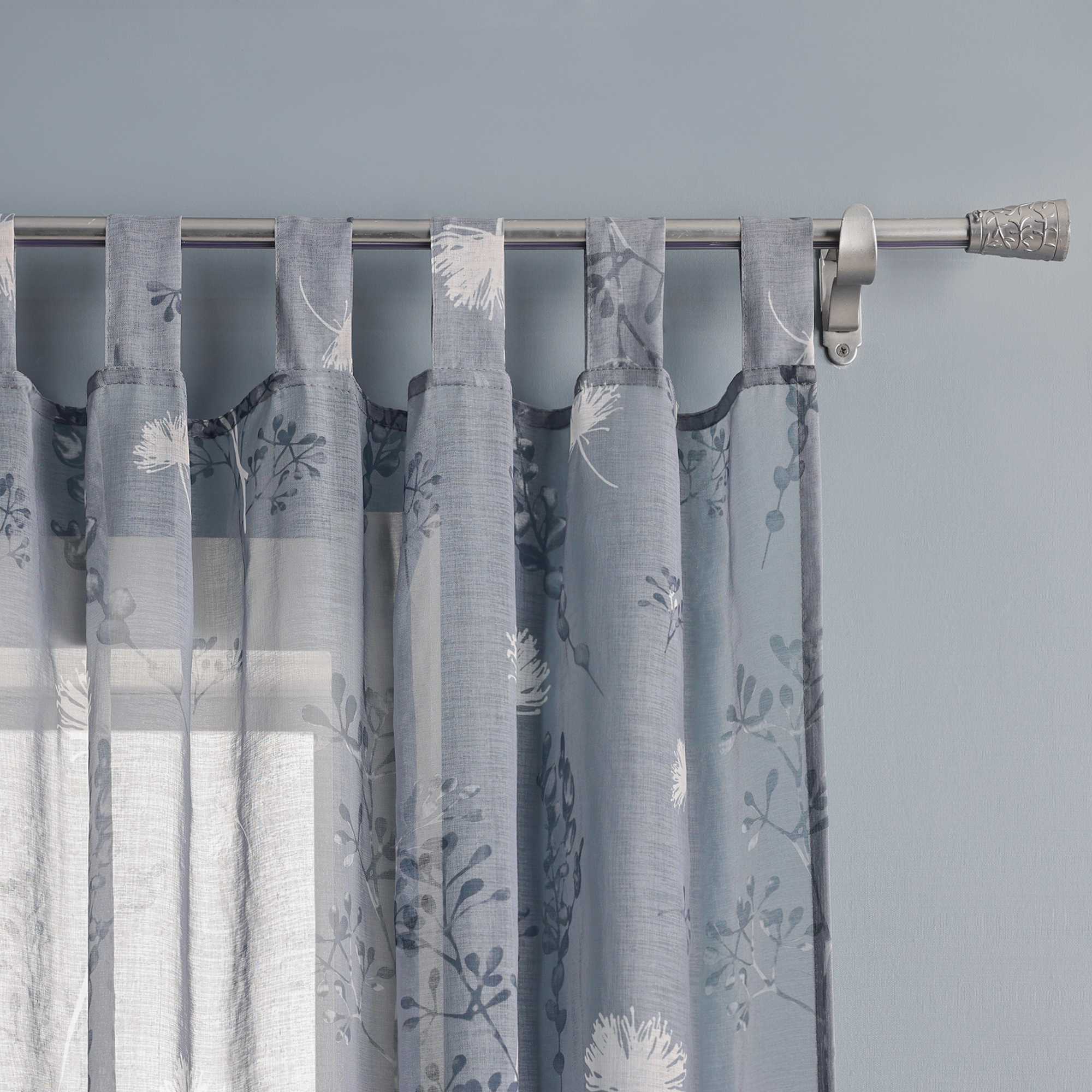 Vorhang mit Schlaufen modern Voile Gardine mit botanischen Mustern Vorhänge Transparent Schlafzimmer Wohnzimmer 1 Stück