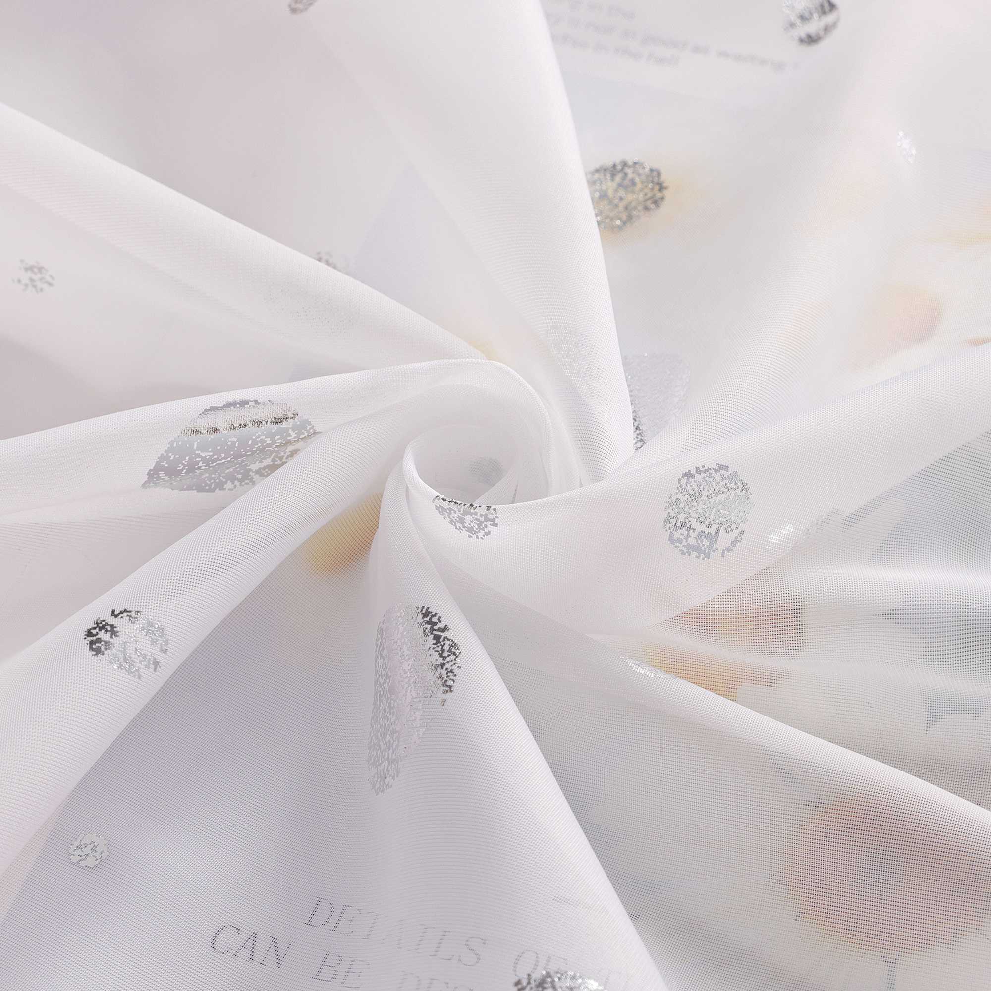 Scheibengardine Bistrogardine mit Glänz Kreise Voile Küche Gardinen durch Stangendurchzug Transparent 1 Stück