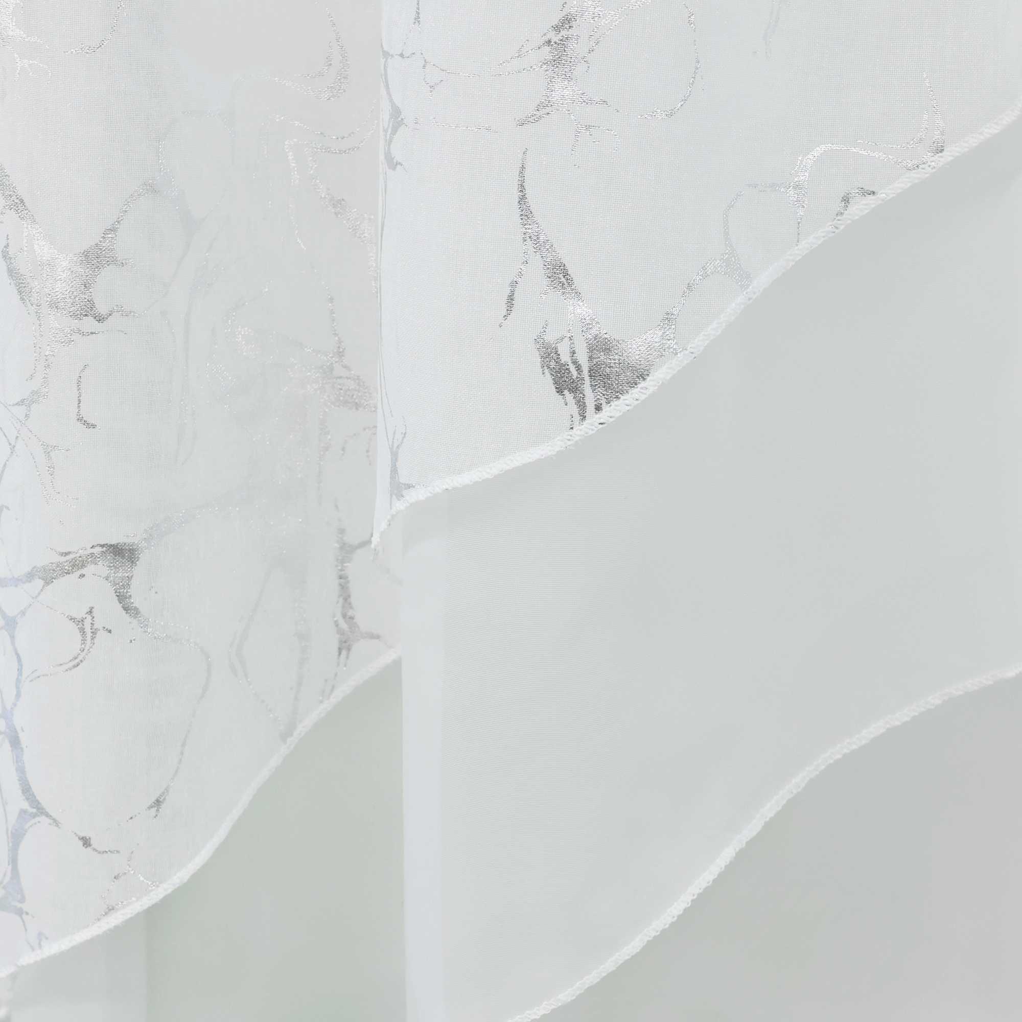 Scheibengardine durch Stangendurchzug doppelschichtige Küchengardinen mit silbernem Marmormuster 2er Set