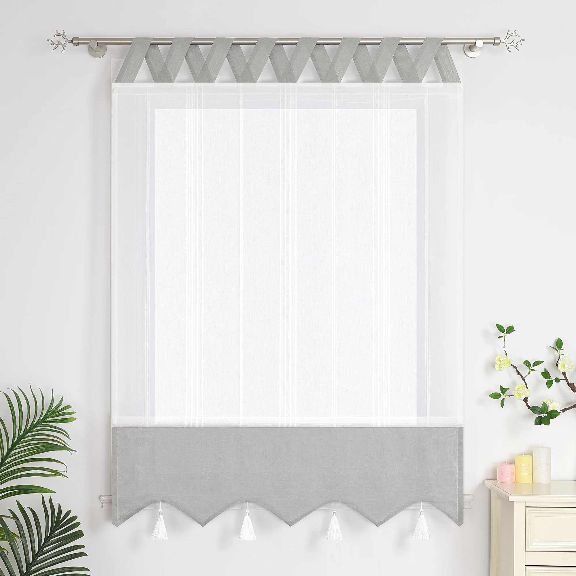 Delien Raffrollo mit Schlaufen und Quasten | Elegantes Design für stilvolle Fenster