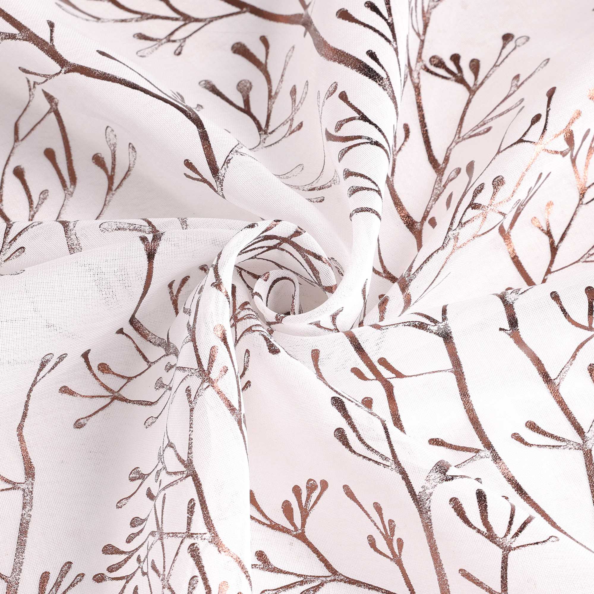 Luxuriöse Vorhänge mit vergoldetem Zweigmuster mit Kräuselband