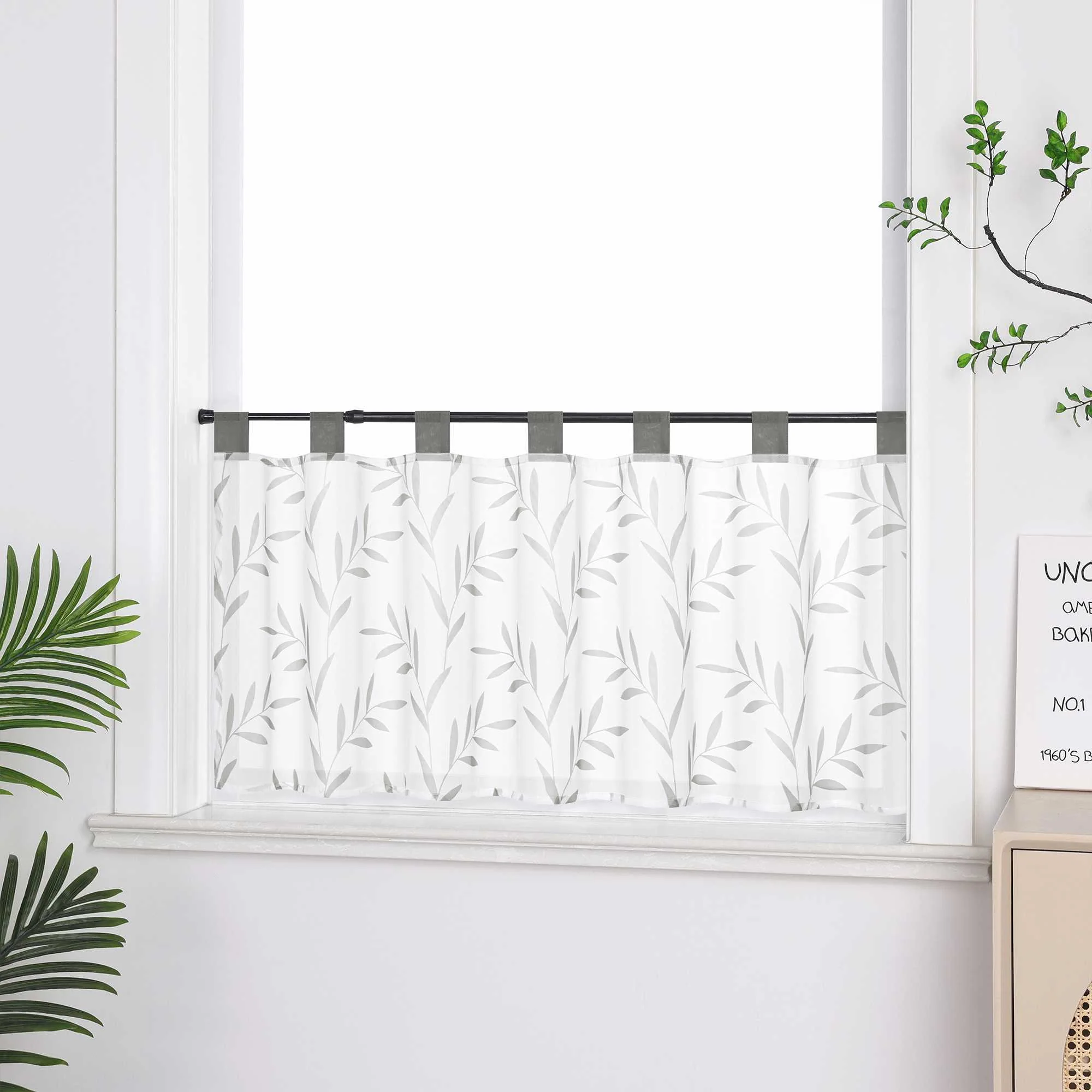 Delien Scheibengardinen Landhaus mit Blätter Muster Pflanzenliebhaber