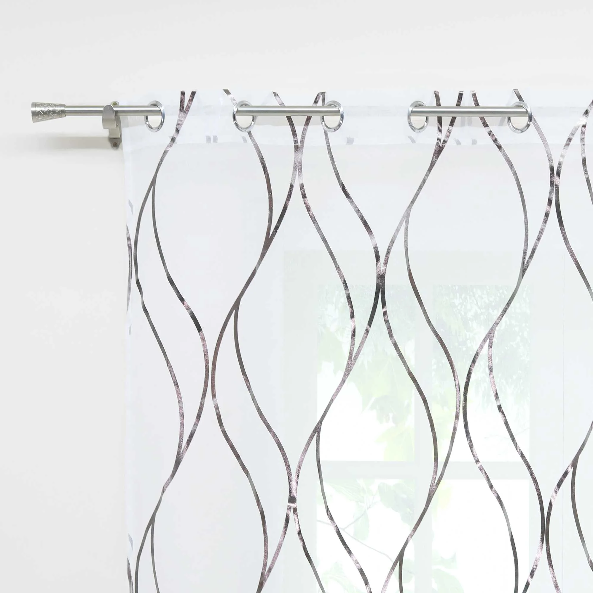 Transparenter Vorhang Ösenschal mit Wellenmuster lichtdurchlässig