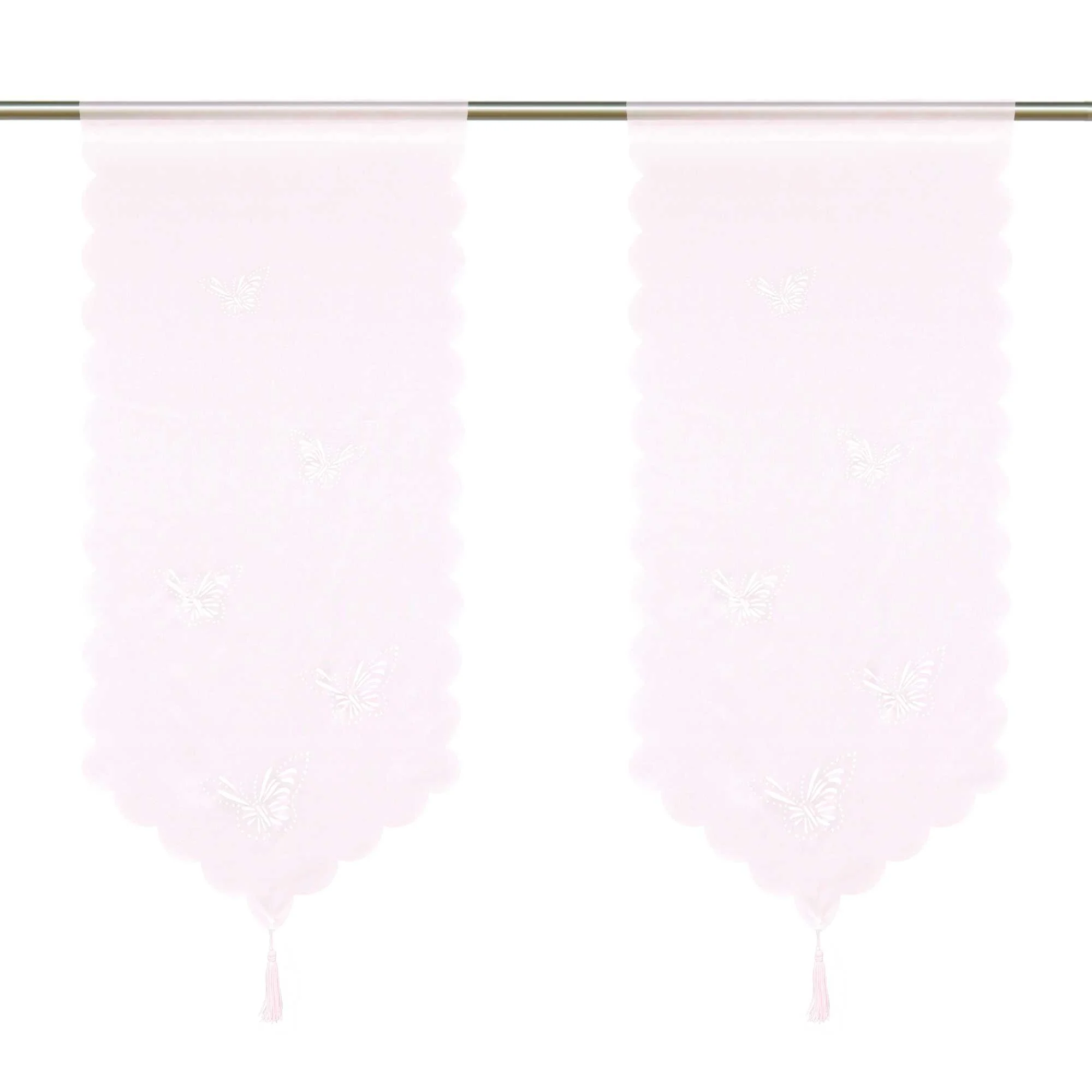 Transparente Scheibengardine mit Schmetterlingsdesign Dreiecksabschluss 1 Stück