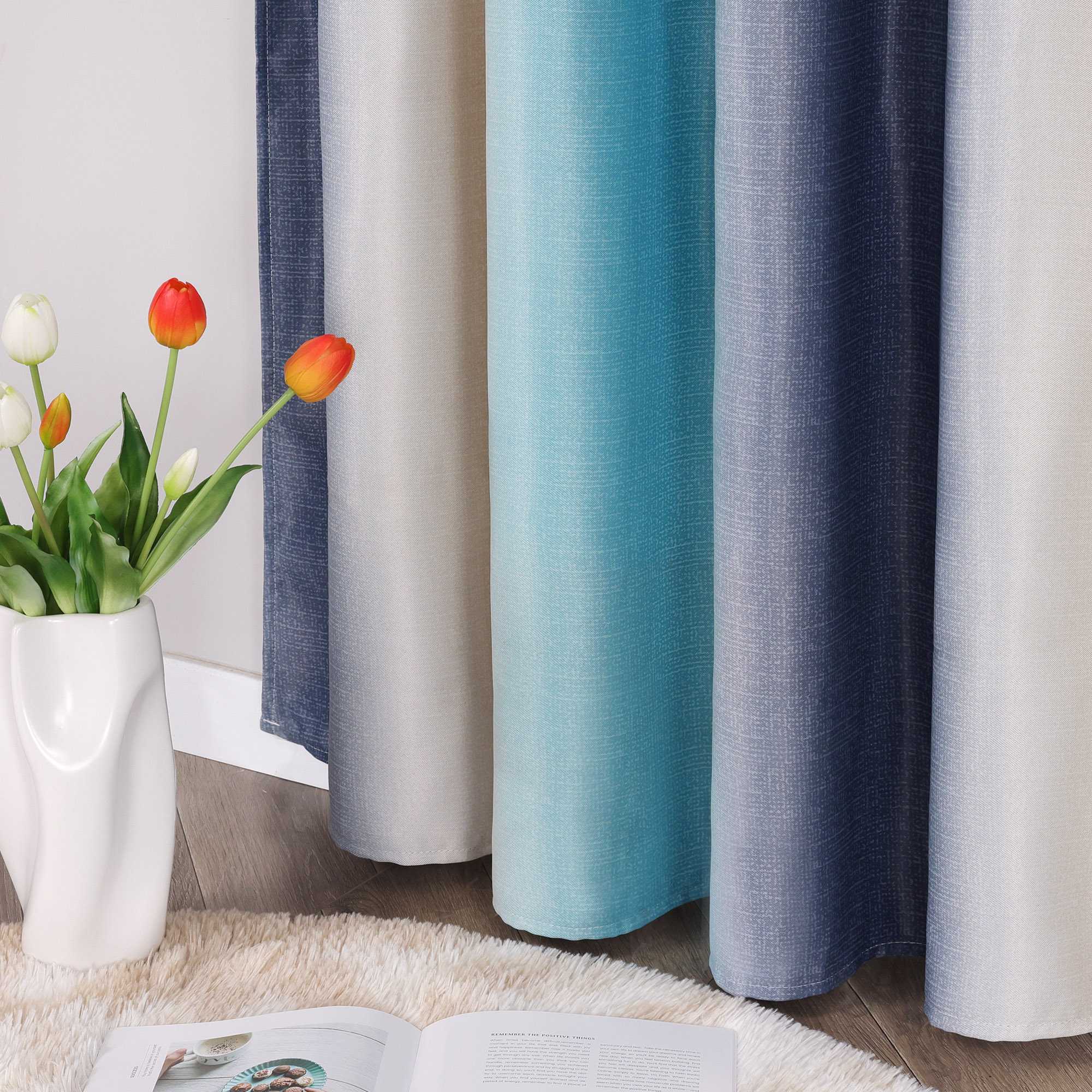 Verdunkelungsvorhang Blickdichte Gardinen  Schlafzimmer Wohnzimmer durch Tunnelzug Farbverlauf 1 Stück