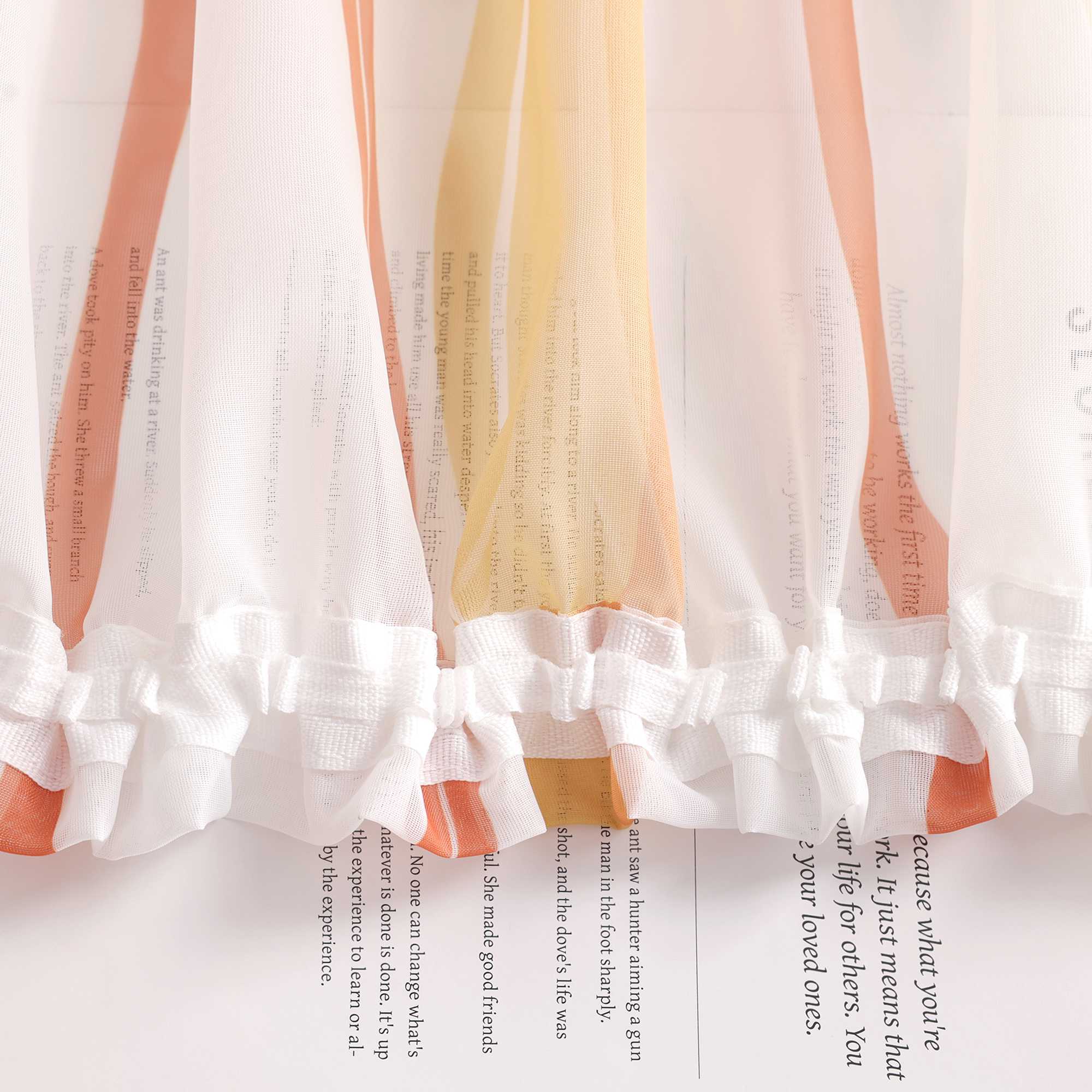 Vorhang Kräuselband aus Polyester mit bunten Wellenmustern tranparent 1 stück