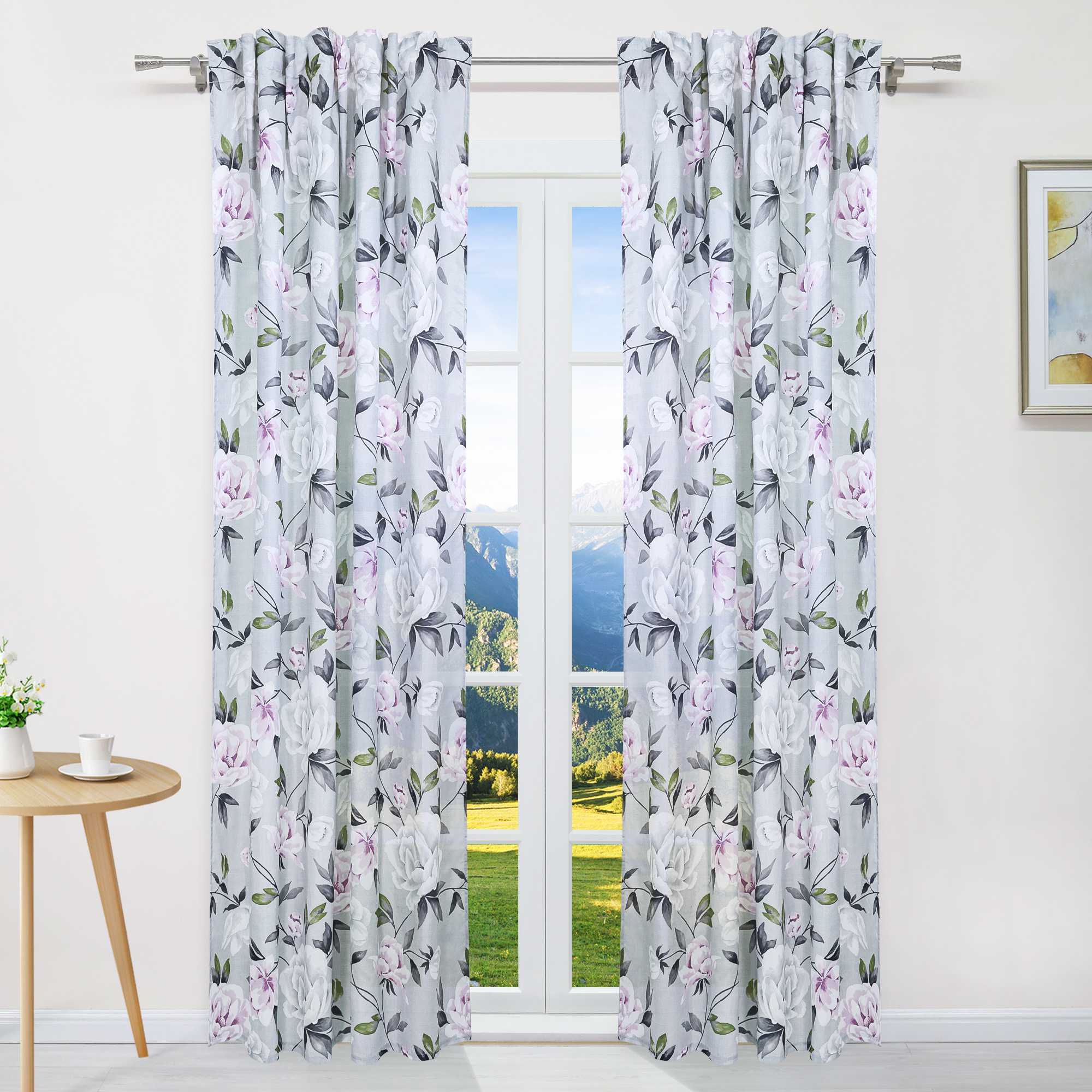 Verdunkelungsvorhang Ösenschal mit Blumenmuster Lichtvermeidung Zimmerdeko Thermovorhang 1 Stück