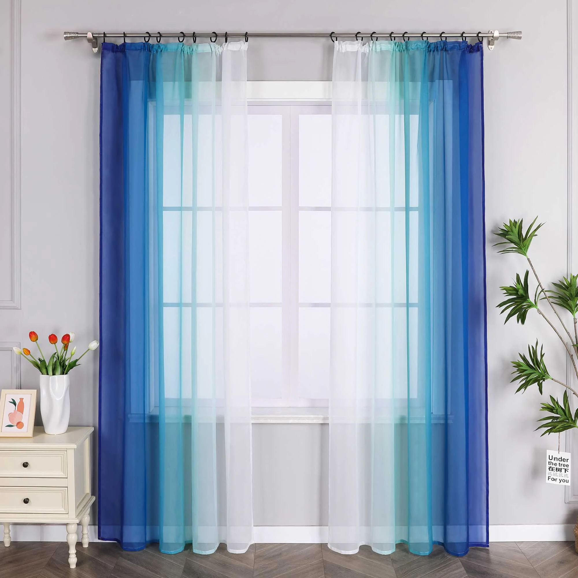 Transparente Vorhänge mit Farbverlauf 2er Set