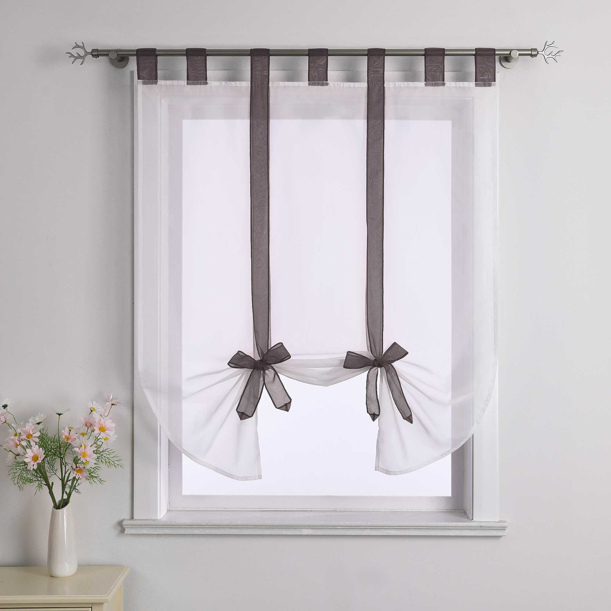 Rollos Schlaufengardine mit Schleifendesign transparent hochziehbar Fensterdeko 1 Stück