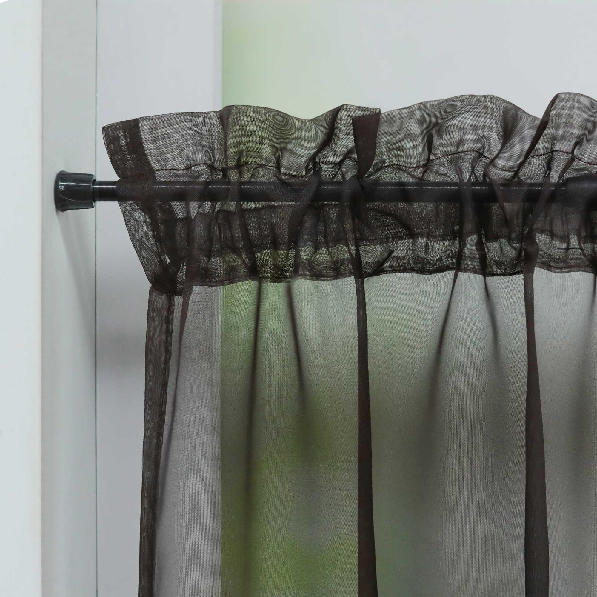 Scheibegardine durch Stangendurchzug zusammenziehbar Transparent Unifarbe Luftdurchlässig zusammenziehbar 2 Stück