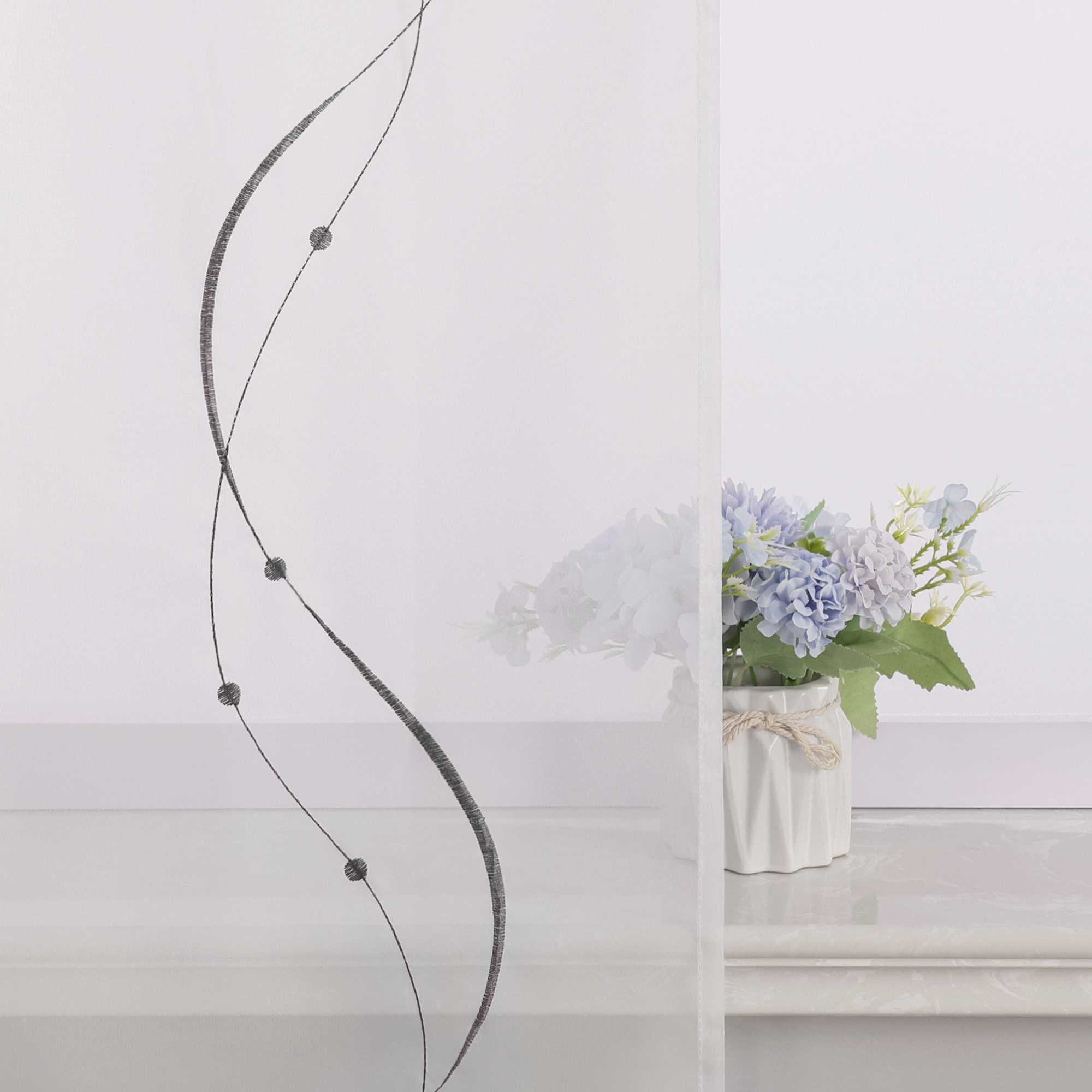 Schiebegardine Klettbandschal aus Polyester mit Wellenmuster transparent durch Klettband 2 stücke