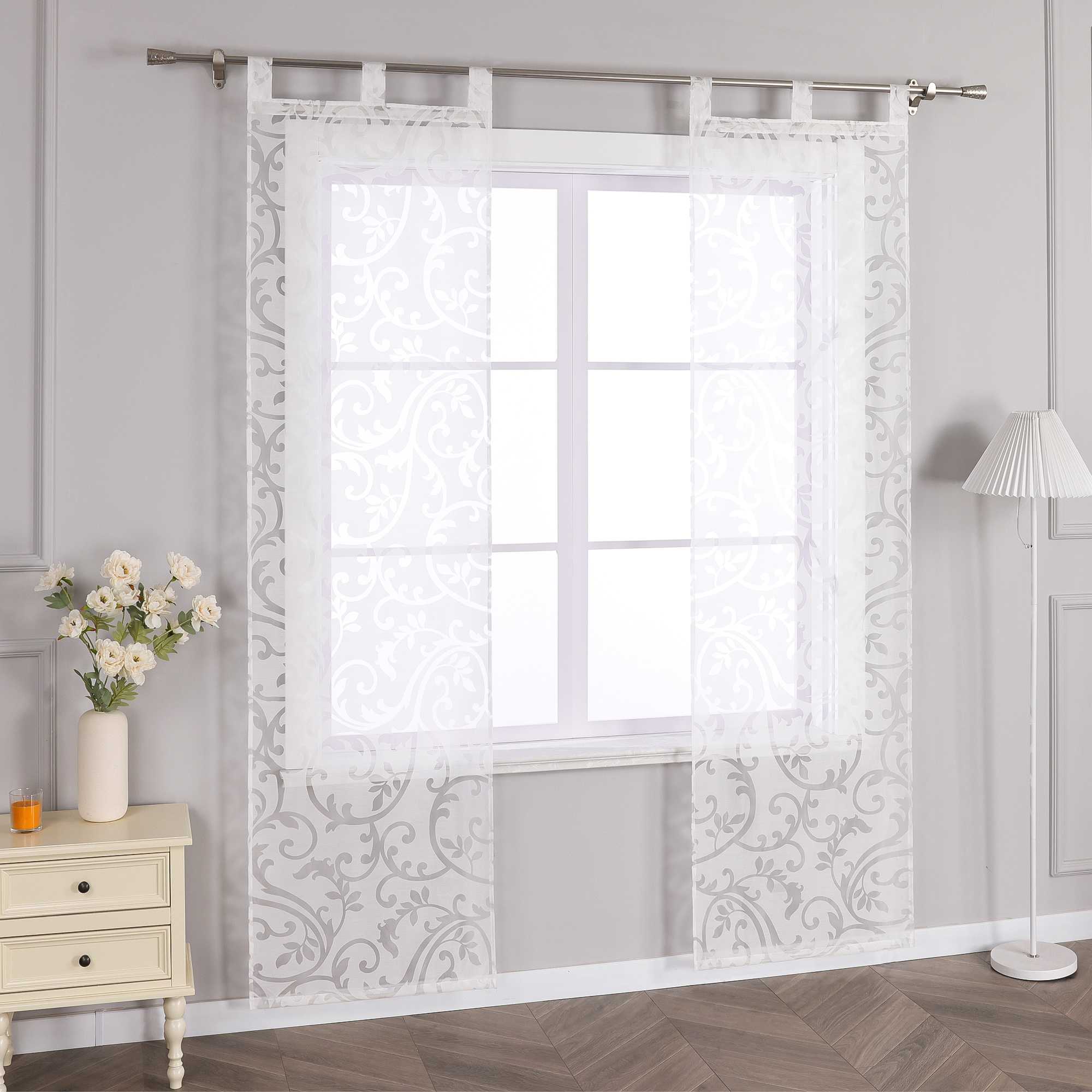 Schiebegardinen Schlaufenschal Ausbrenner Flächenvorhänge Schiebevorhang mit Phönixblütenmuster Transparent