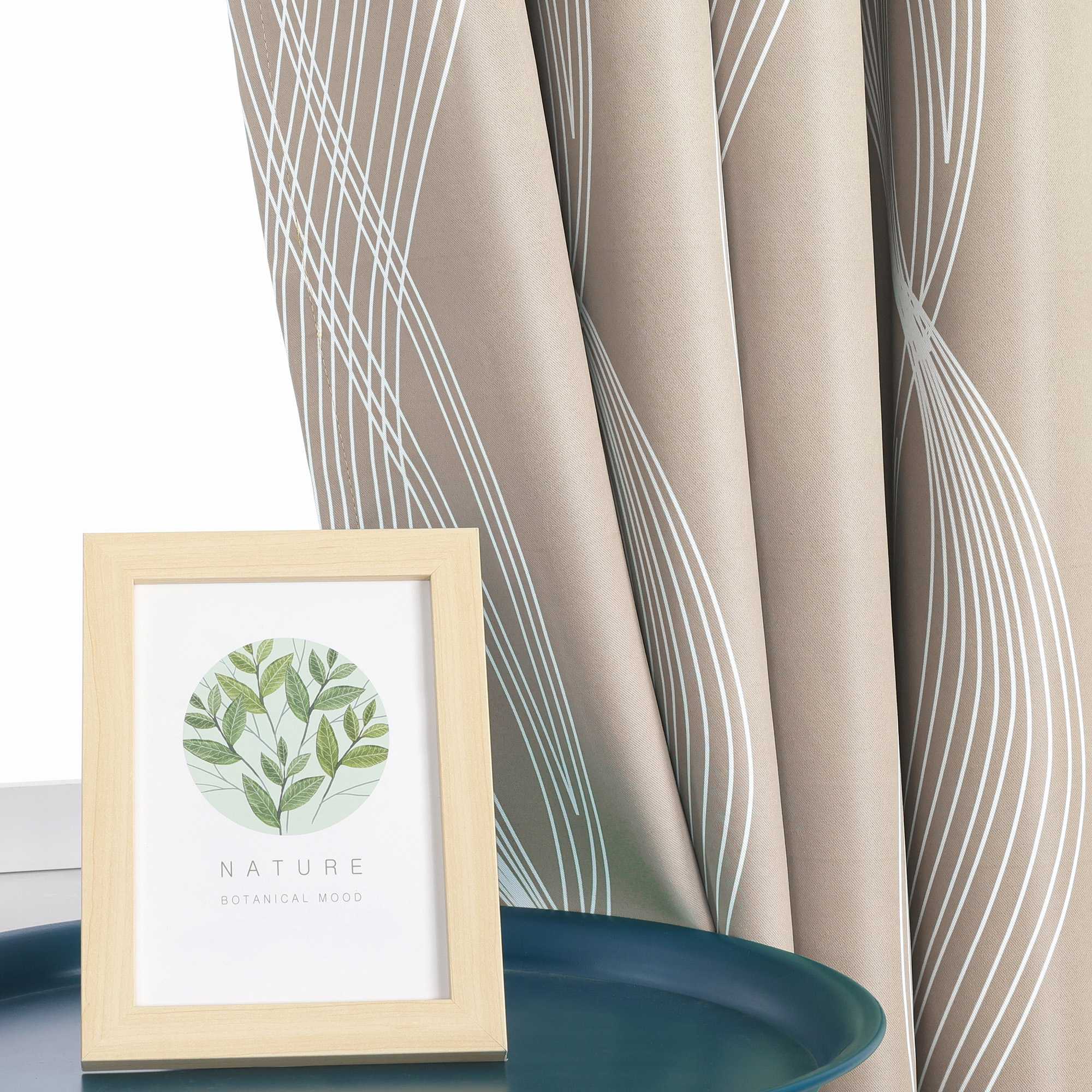 Verdunkelungsvorhänge Ösenschal Blickdichte Gardinen Modern Thermovorhang Wohnzimmer mit Wasserwellenmuster 1 Stück