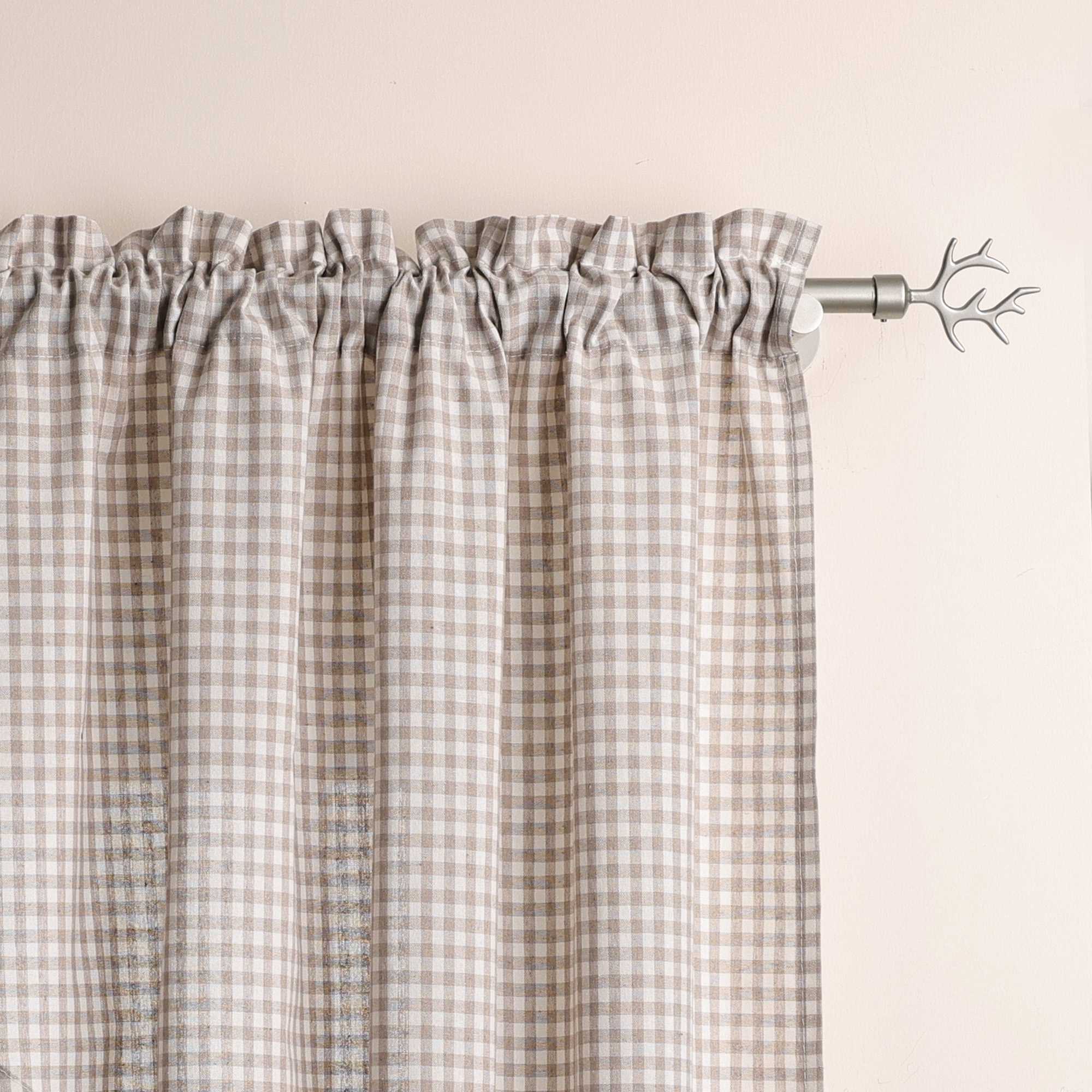 Kurzgardinen im Volant-Stil mit Karomuster 2er Set