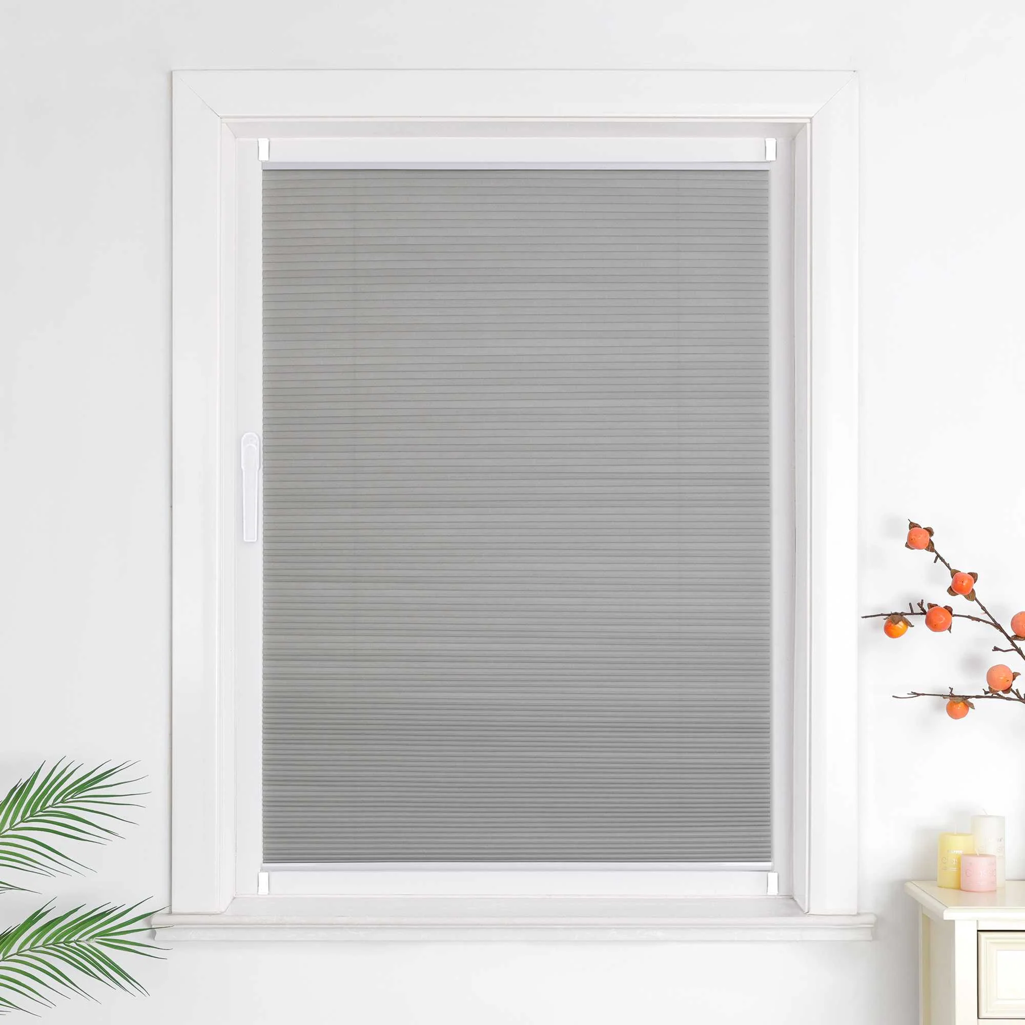 Plissee Gardinen Grau mit Wabenstruktur