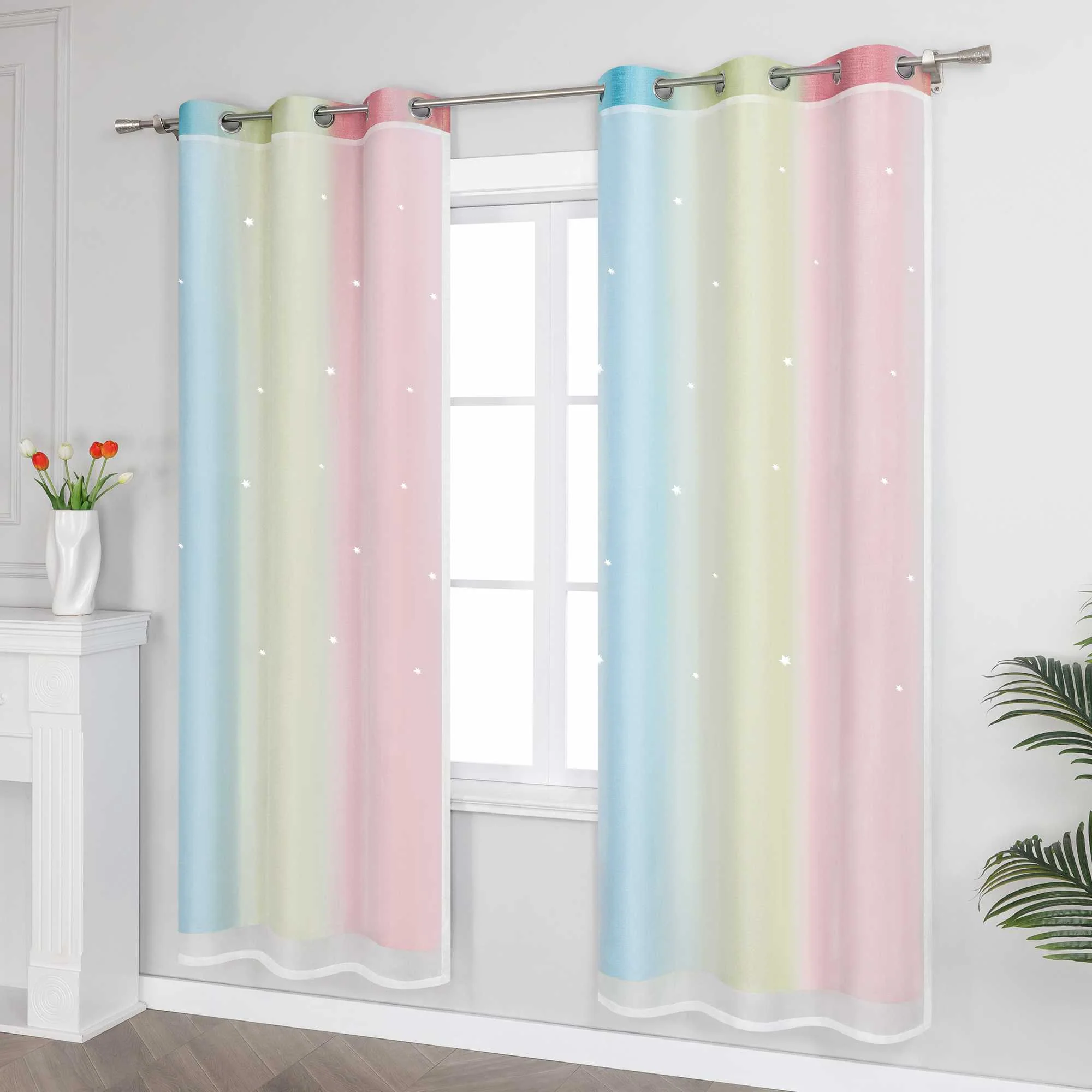 2-in-1 Vorhang Kinderzimmer mit Sternen 1 stück