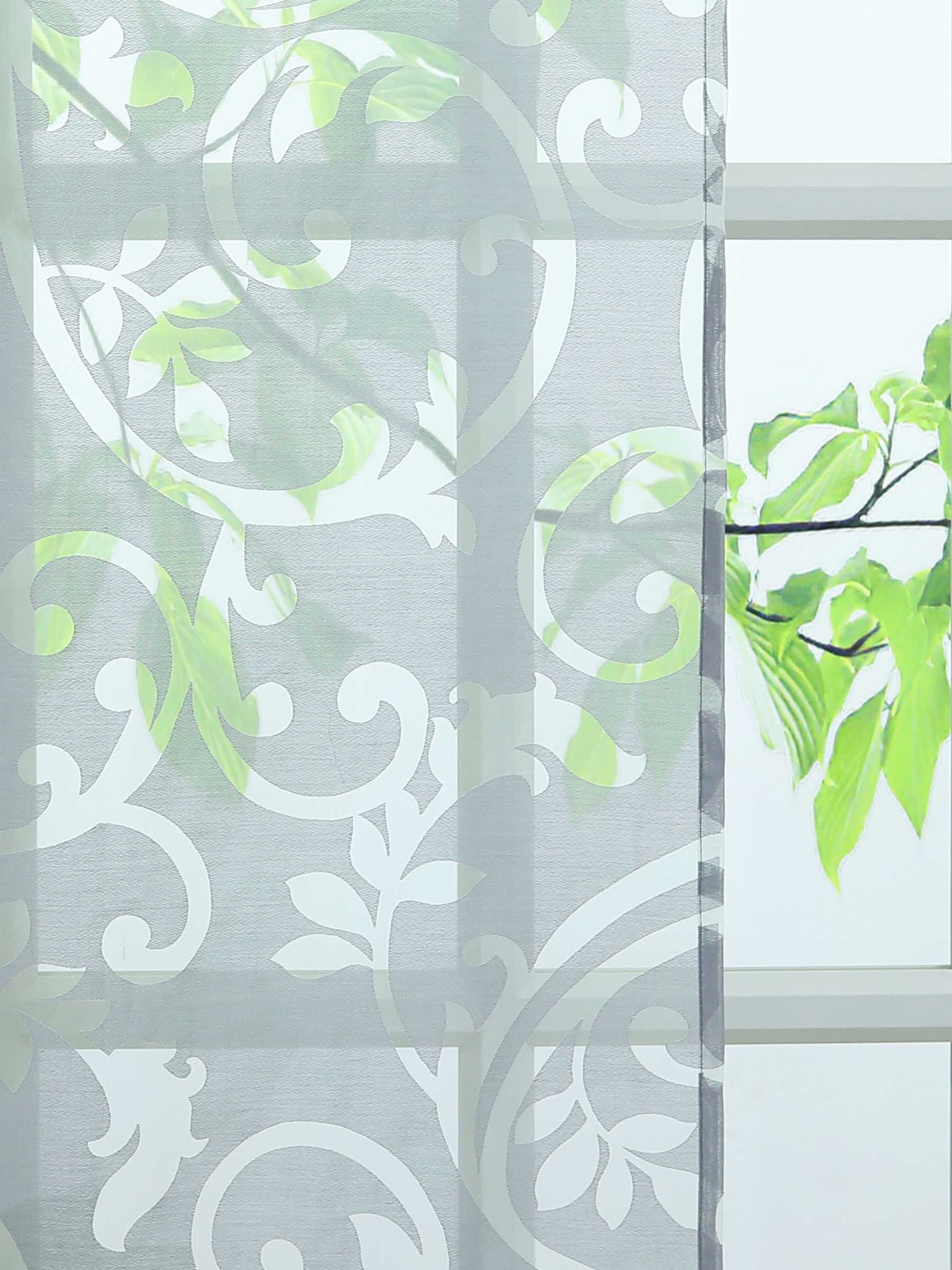 Schiebegardine Flächenvorhänge Klettbandschal mit Blumenmuster transparent modern 2er Set