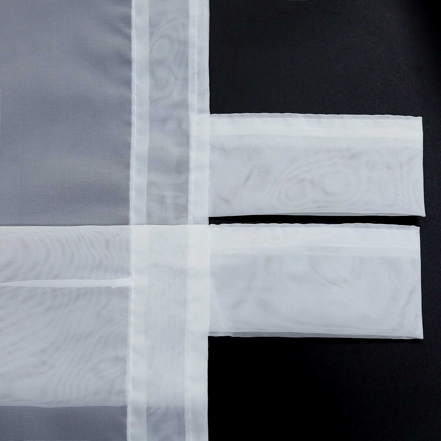 Raffrollo mit Schlaufen Modern Raffgardinen Voile Küche Gardine mit Stickerei Landhausstil Weiß