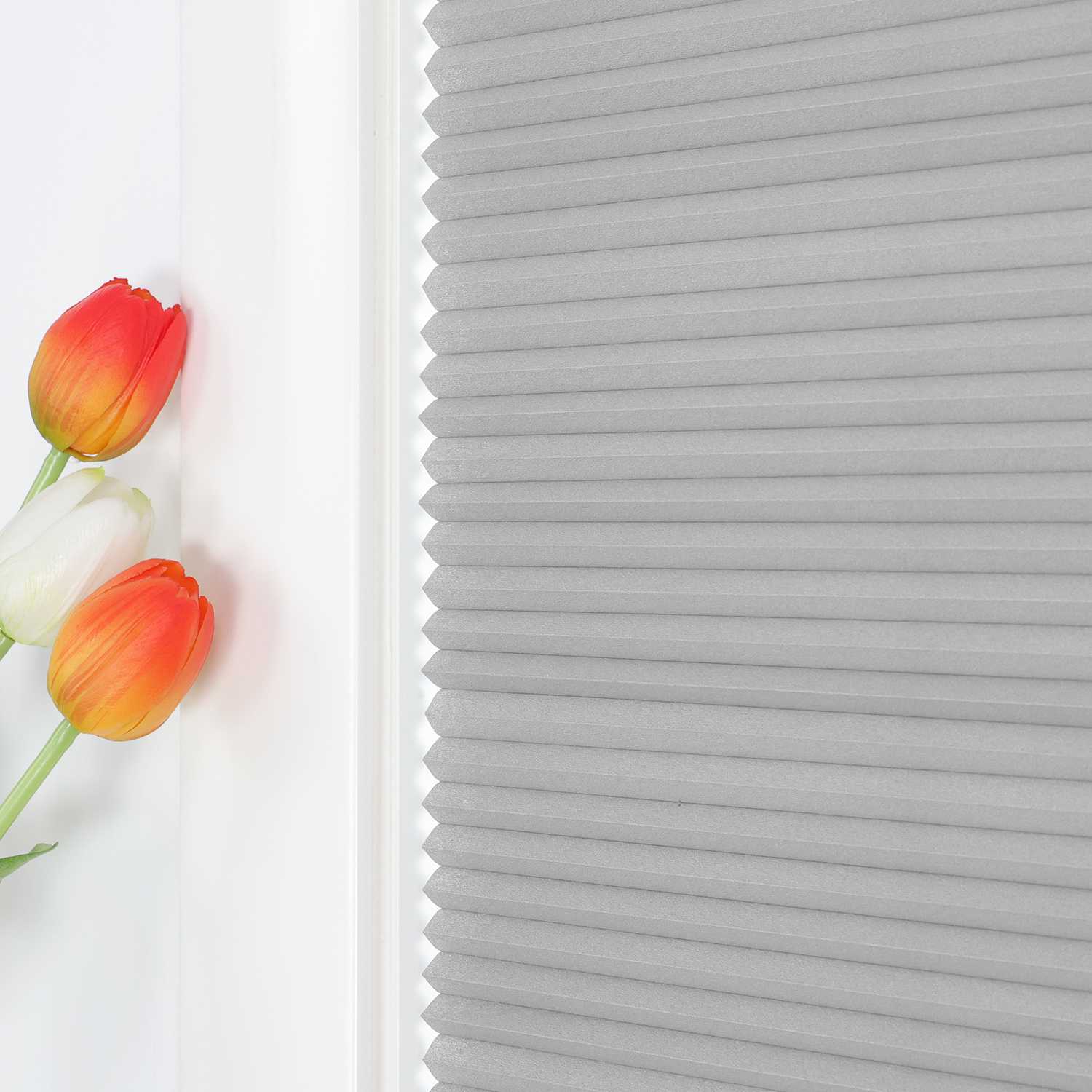 Plissee Gardinen Grau mit Wabenstruktur