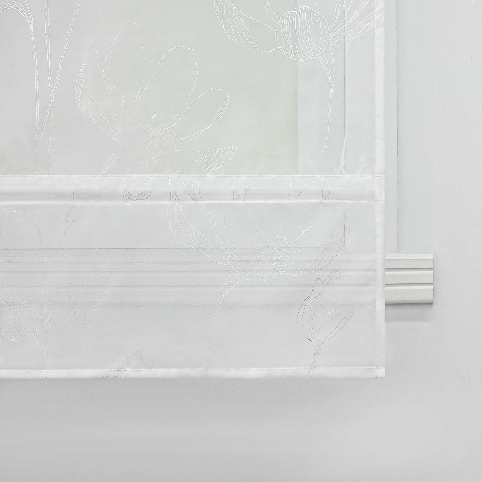 Transparente Raffrollo mit Lotusmuster und Klettband