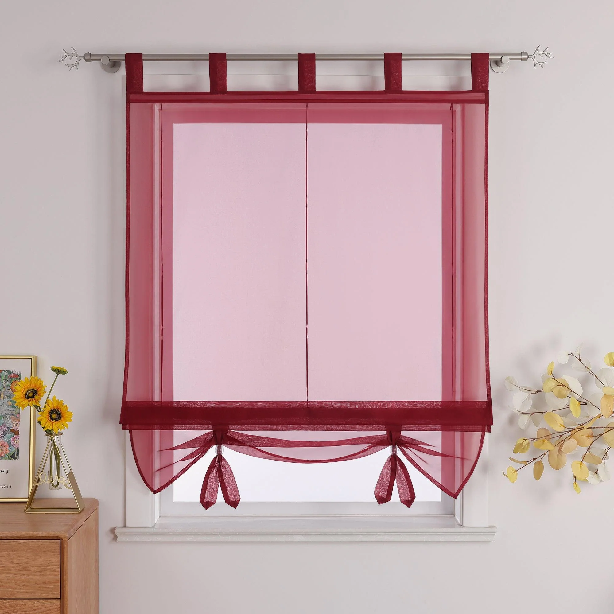 Rollos Kräuselbandgardine Transparente Fensterdeko Luftdurchlässig hochziehbar Unifarbe 1 Stück