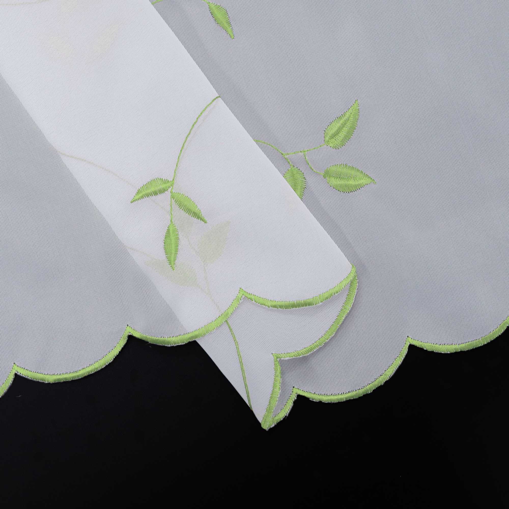 Scheibengardinen Voile Bistrogardinen mit Blattstickerei Transparent Bestickte Küche Kurzstores