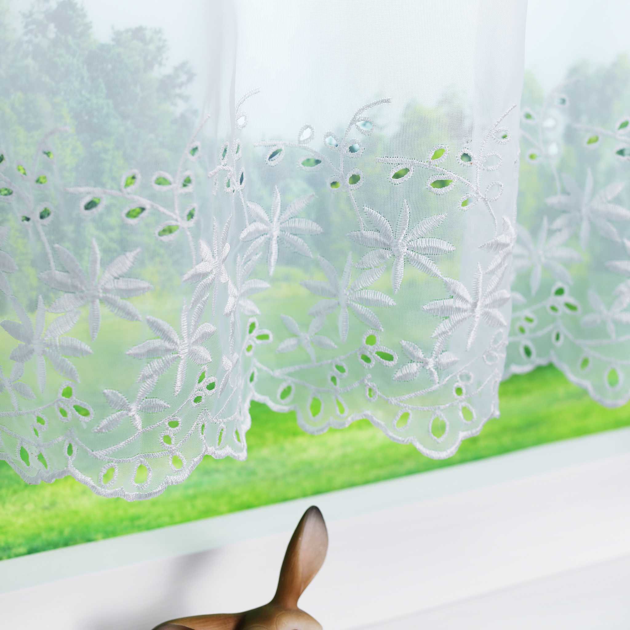 Kurzgardine Transparent mit Ahornblatt-Design Modern & Landhausstil