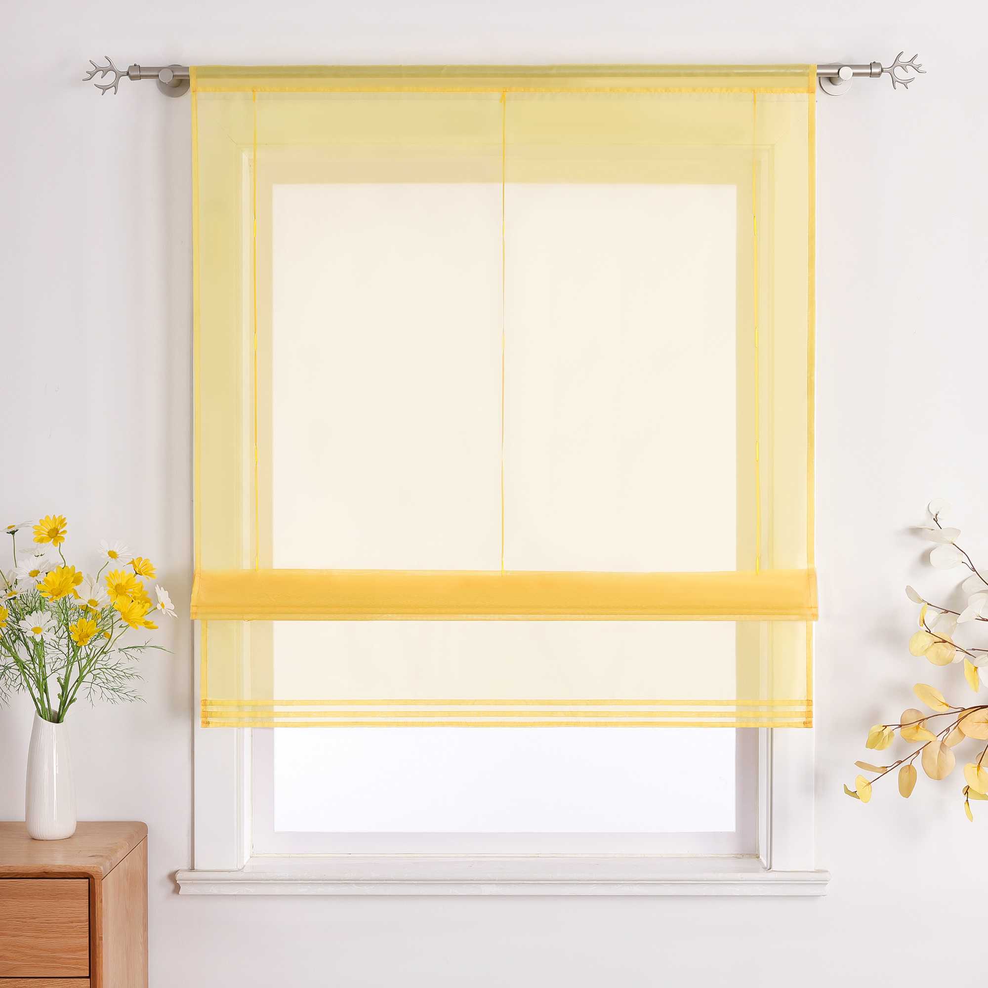 Rollos durch Stangendurchzug Transparente Luftig Unifarbig 1 Stück