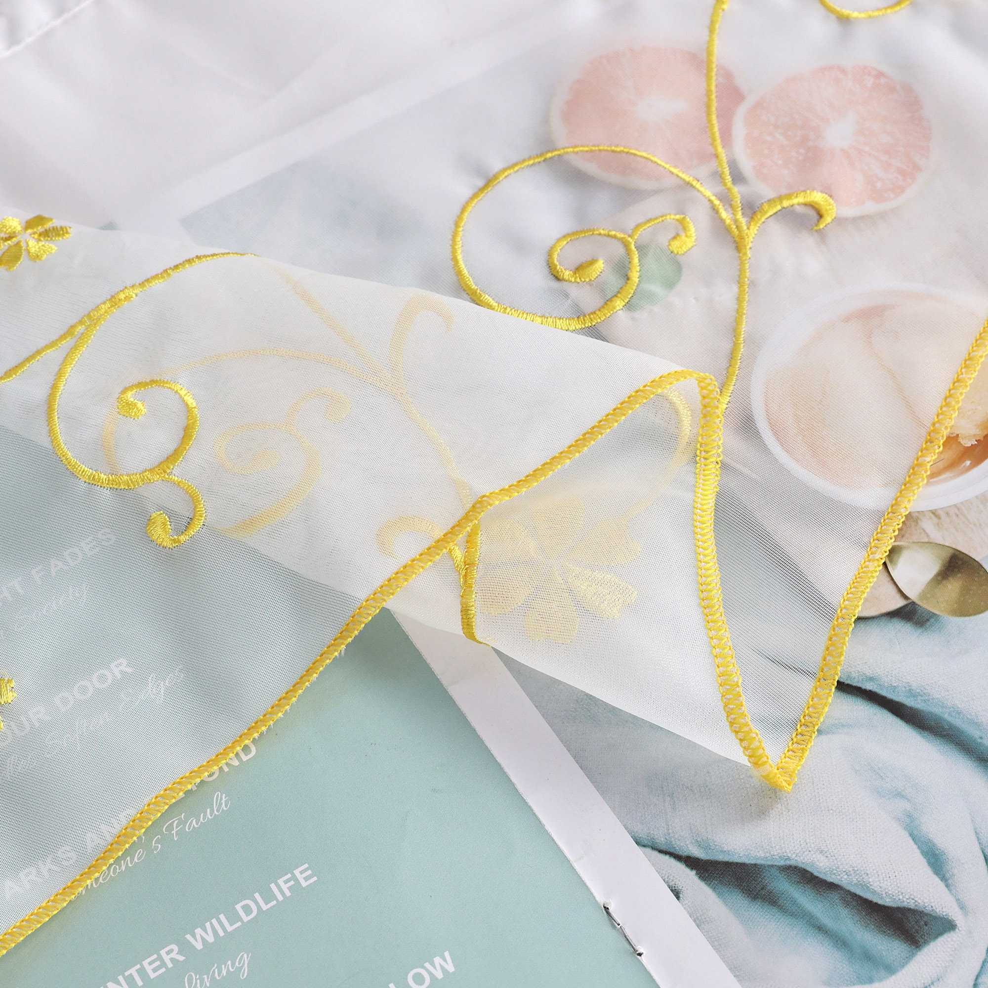 Raffrollo durch Strangendurchzug mit Blumenmuster Modern Transparent 1 Stück