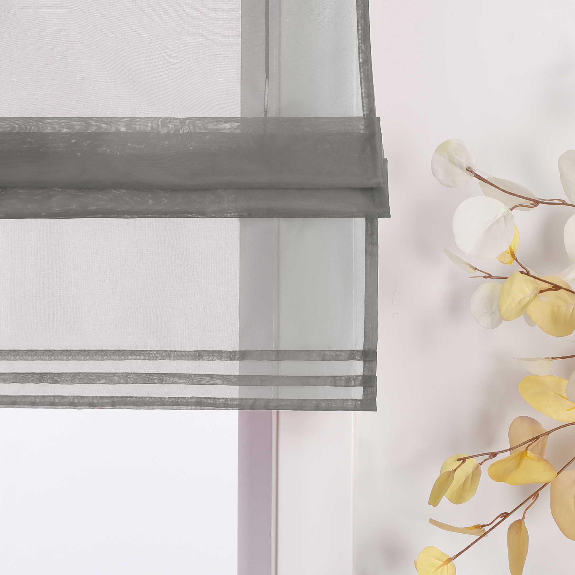 Rollos Schlaufengardine Unifarbe transparent Voile mit Dekofalten 1 Stück