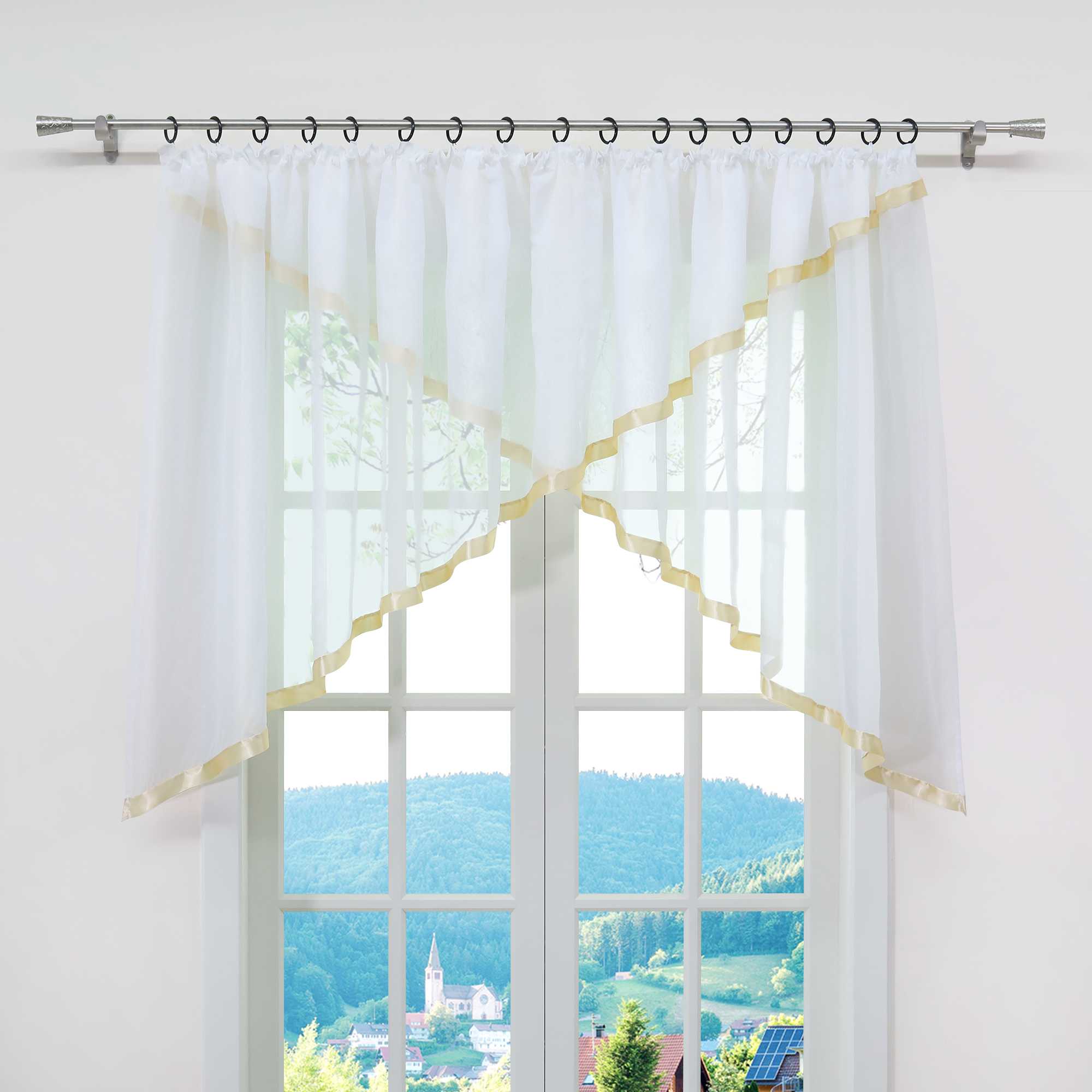 Scheibengardinen Kräuselbandgardine Fensterdeko Kreuzdesign Obere Fensterabdeckung 1 stück