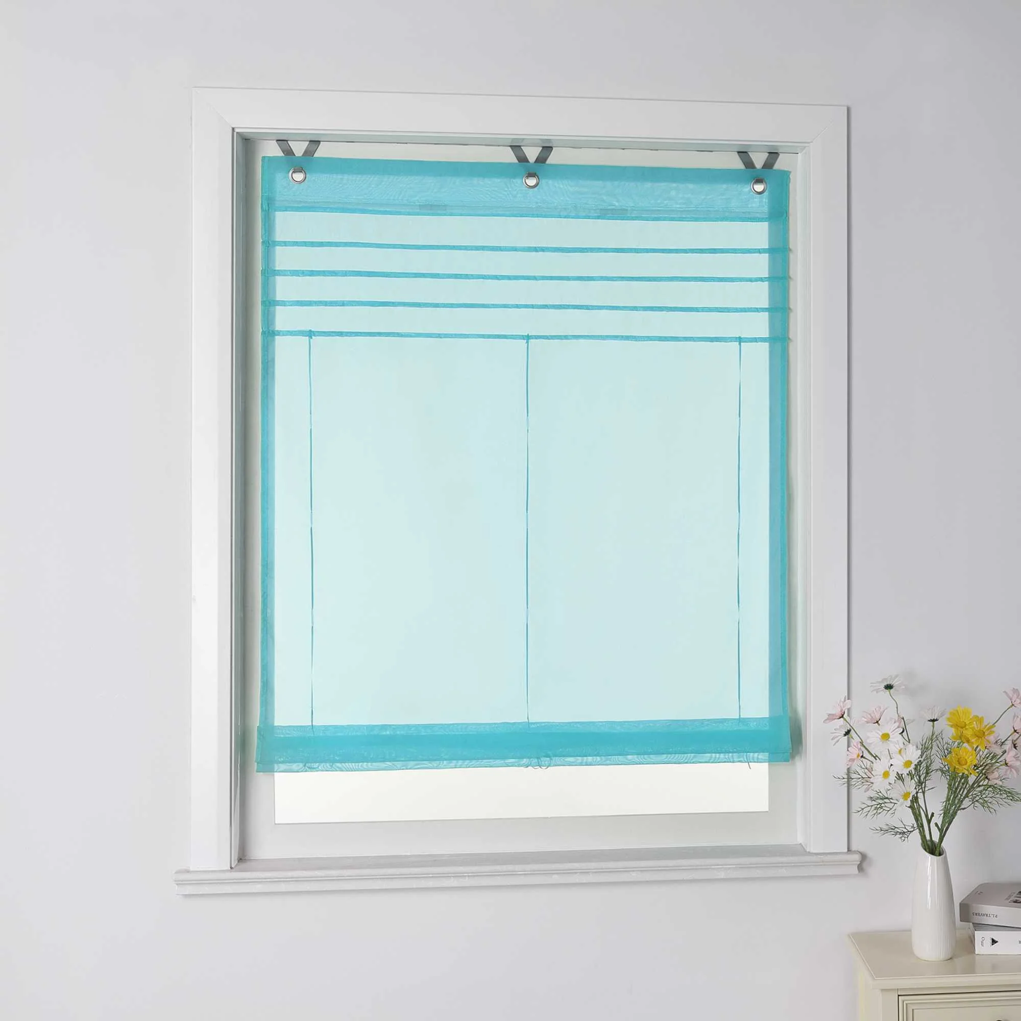 Rollos mit V-Haken halbtransparent lichtdurchlässig Unifarbe hochziehbar 1 Stück