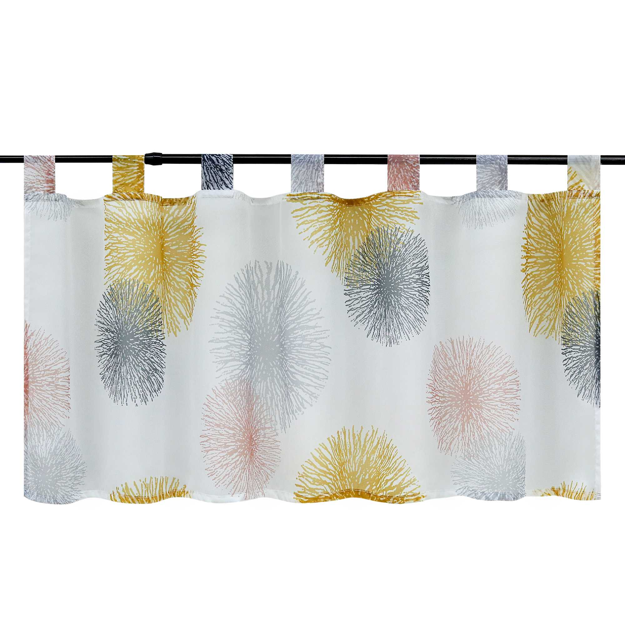 Scheibengardine Schlaufengardine mit Feuerwerksmuster Feriendeko halbtransparent Pflegeleicht Lichtdurchlässig 1 stück