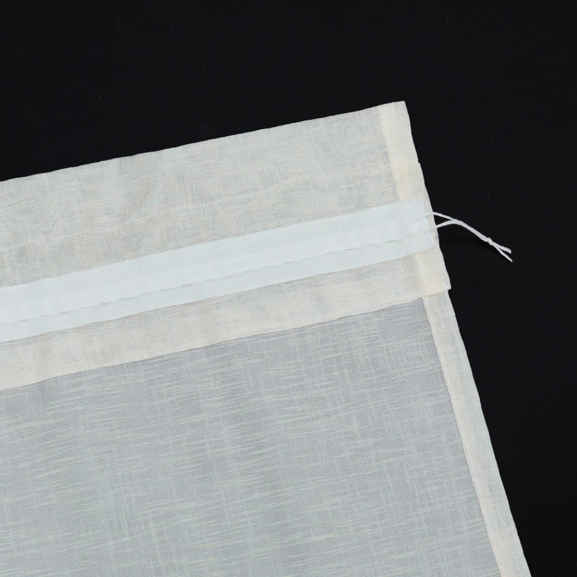 Scheibengardine 2er Set Bistrogardinen durch Tunnelzug Kurzgardinen Leinen Halbtransparent