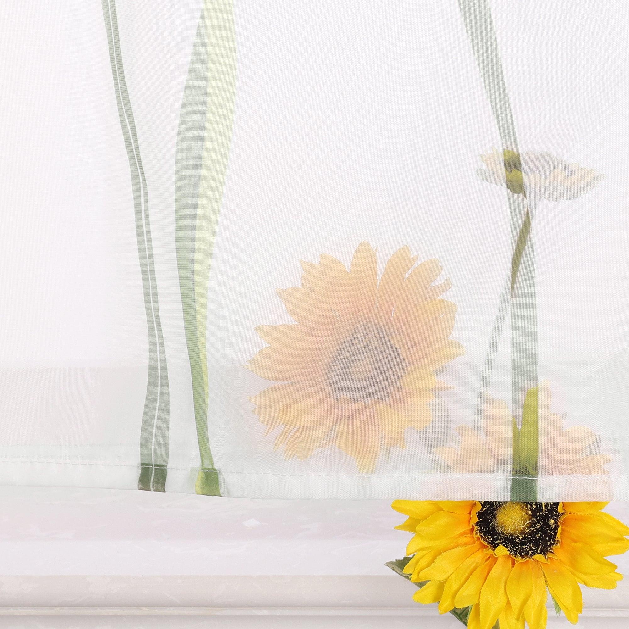 Moderner Scheibengardine mit Schlaufen und dezentem Streifenmuster transparenter Vorhang 1 Stück