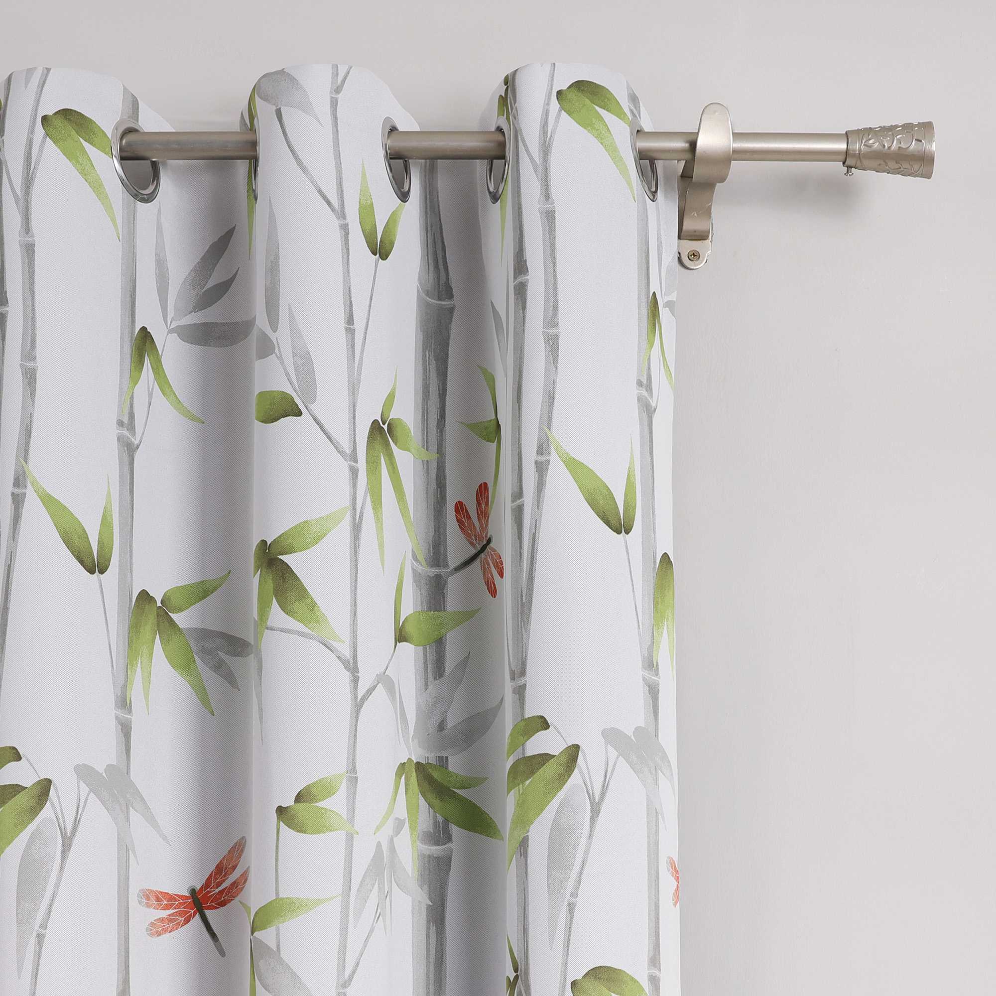 Verdunkelungsvorhänge Ösenschal Blickdicht mit Bambusmuster Hitzeschutz schlafzimmer Thermovorhang