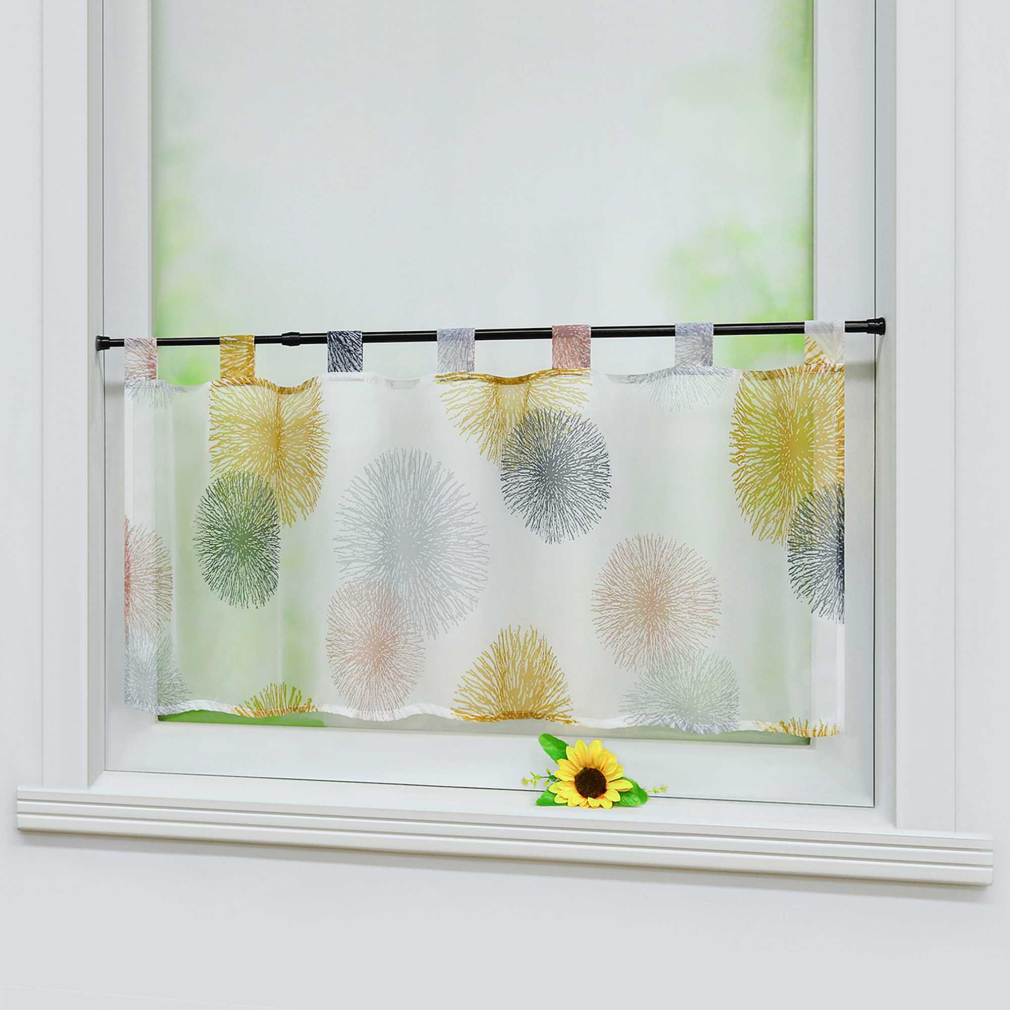 Scheibengardine Schlaufengardine mit Feuerwerksmuster Feriendeko halbtransparent Pflegeleicht Lichtdurchlässig 1 stück