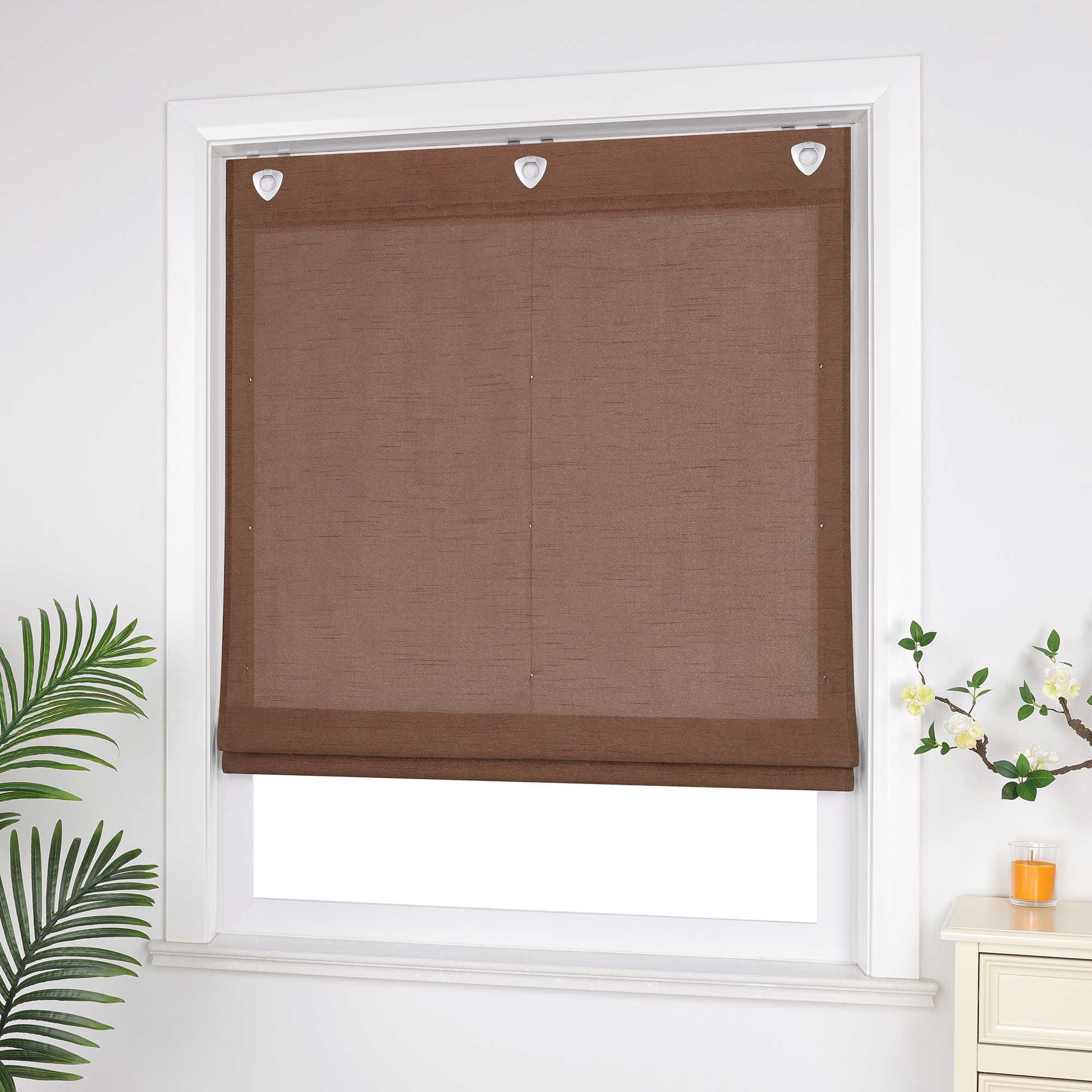 Raffrollo ohne Bohren unifarbe mit feinen horizontalen Streifen