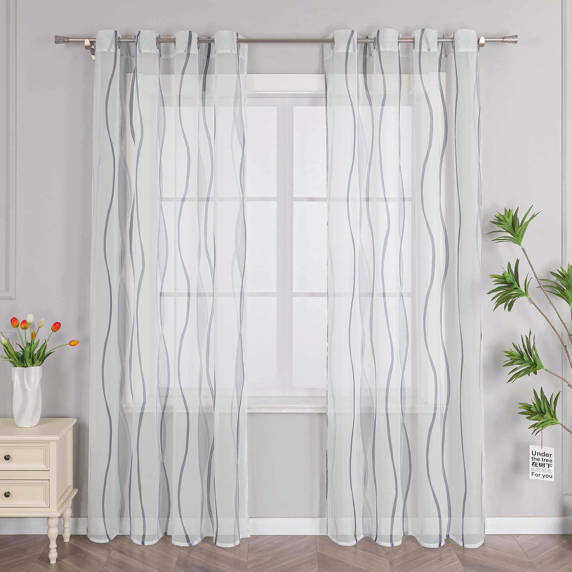 Vorhang Ösenschal mit bunten Wellenmustern Halbtransparent 1 stück