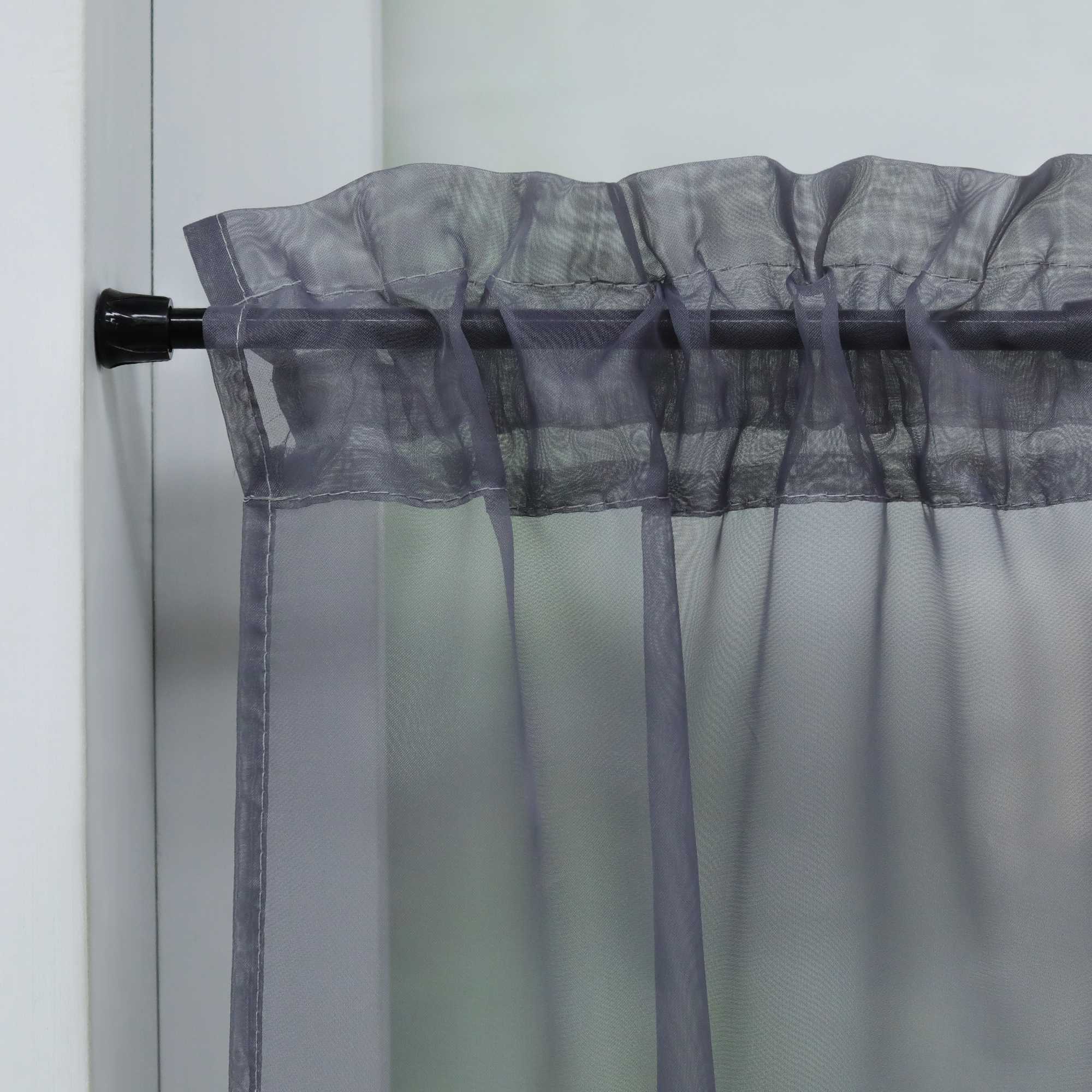 Scheibegardine durch Stangendurchzug zusammenziehbar Transparent Unifarbe Luftdurchlässig zusammenziehbar 2 Stück