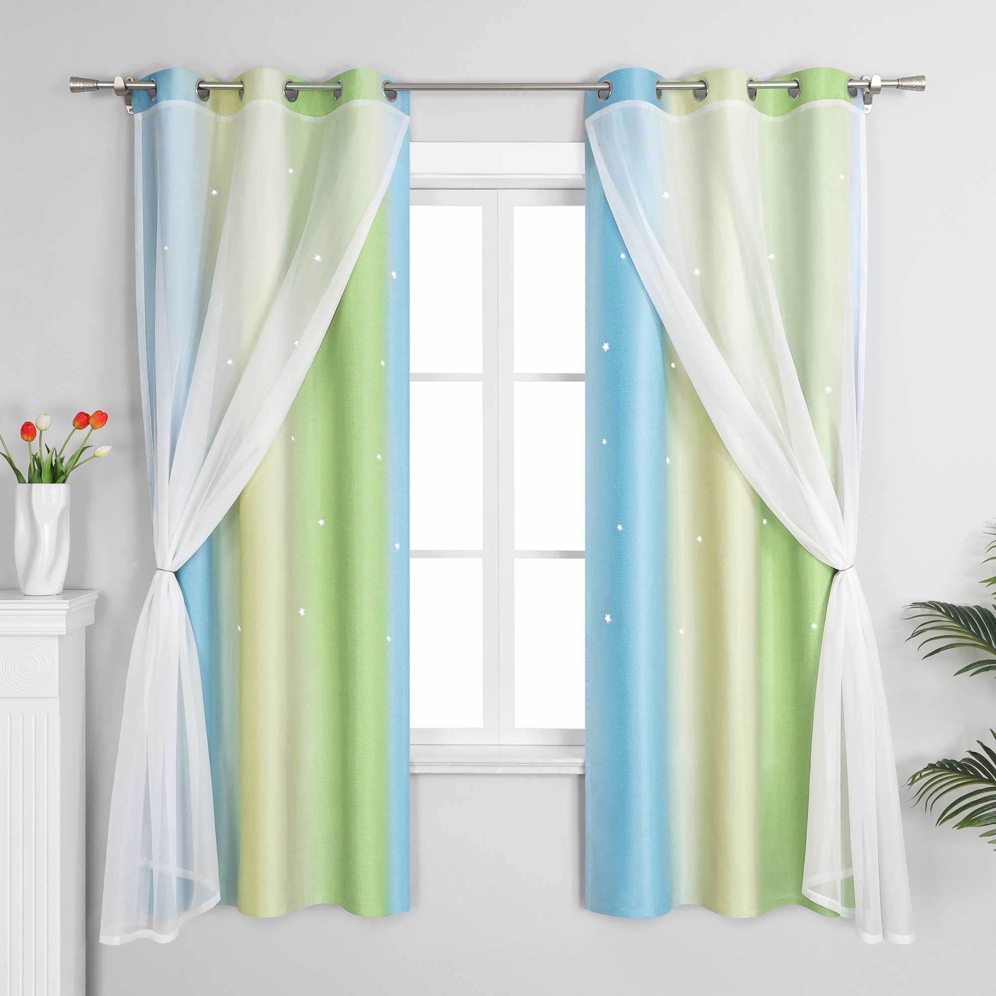 2-in-1 Vorhang Kinderzimmer mit Sternen 1 stück