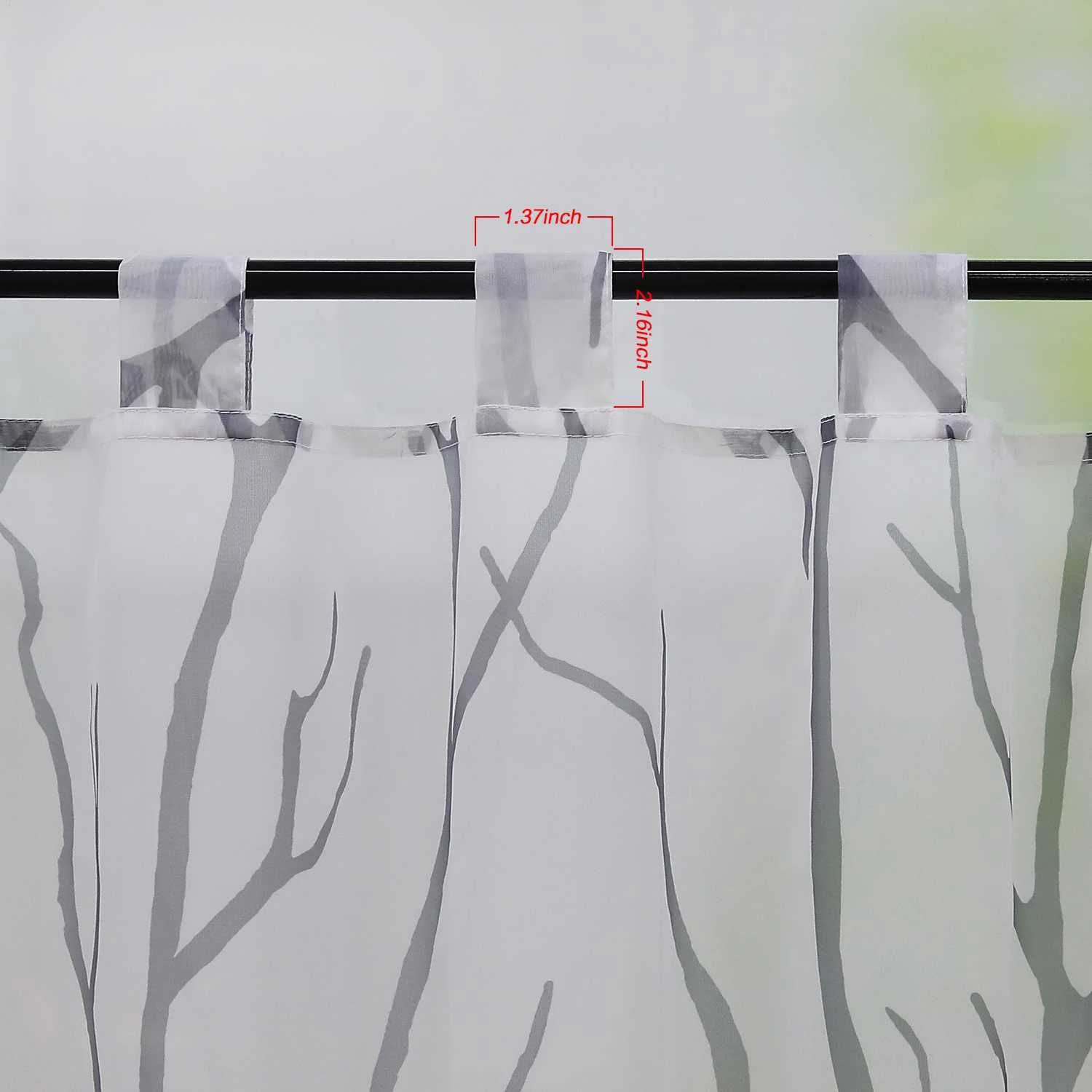 Scheibengardine Schlaufengardine Halbtransparent mit Muster 1 Stück