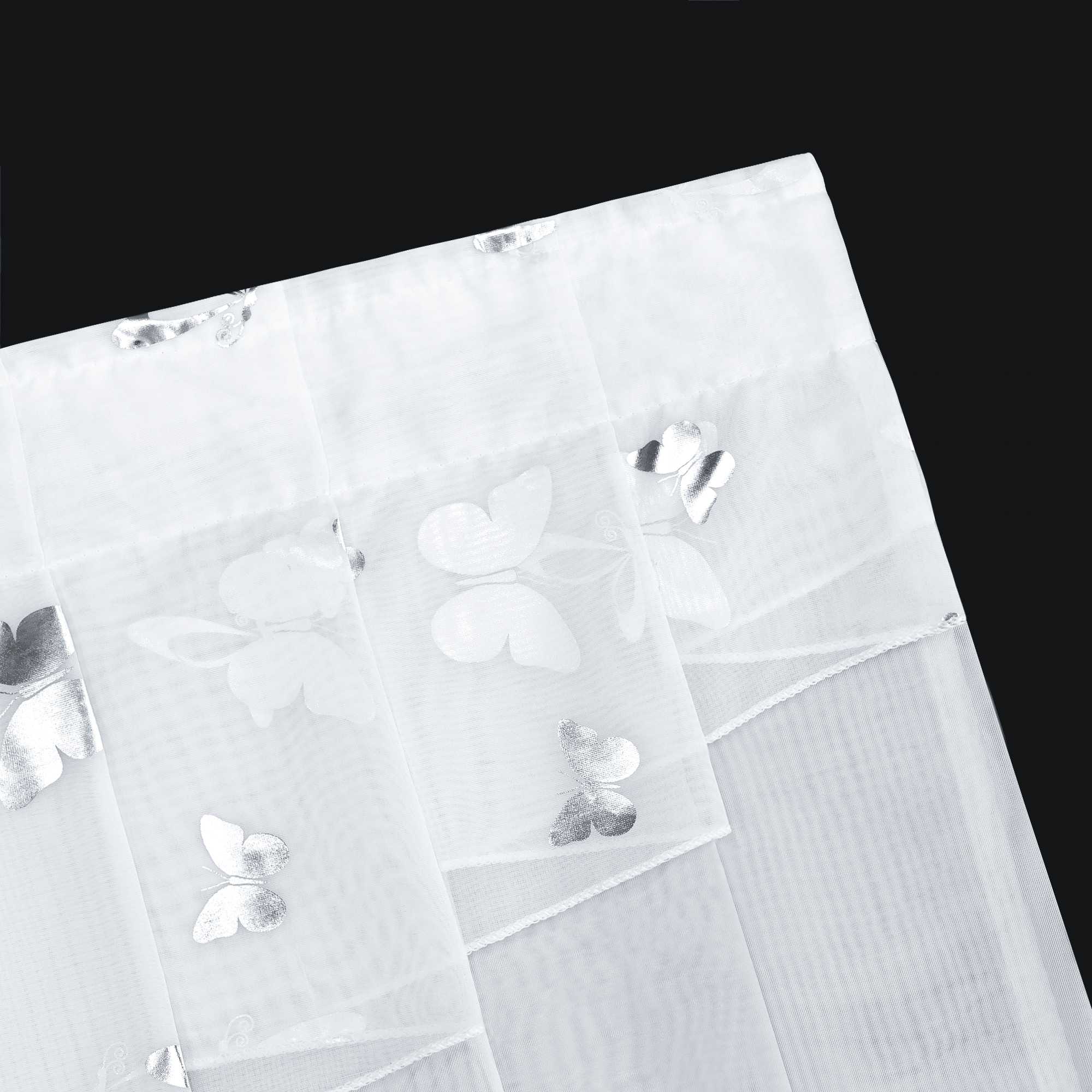 Scheibengardine Bistrogardine durch Tunnelzug Doppelschichtige Vorhangkopf Küchengardinen mit Schmetterlingsmuster